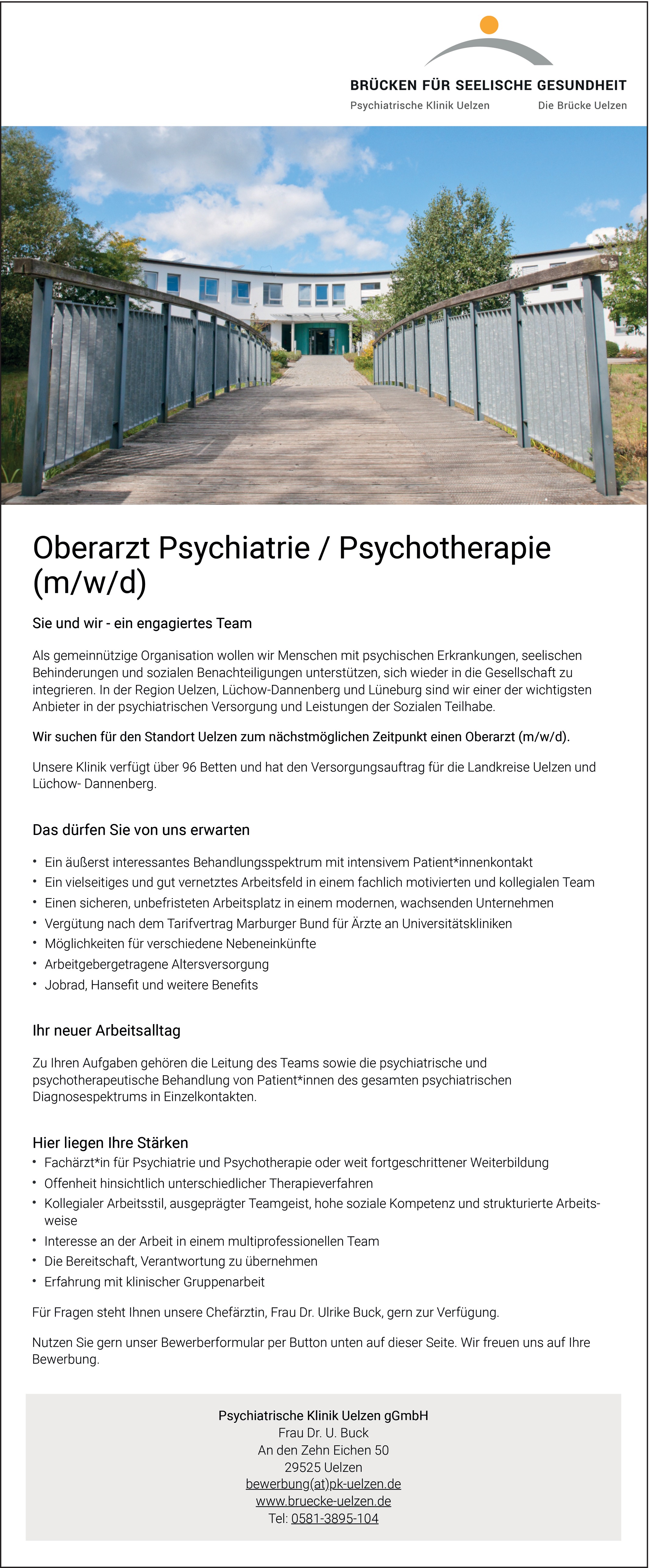 Oberarzt Psychiatrie / Psychotherapie (m/w/d)