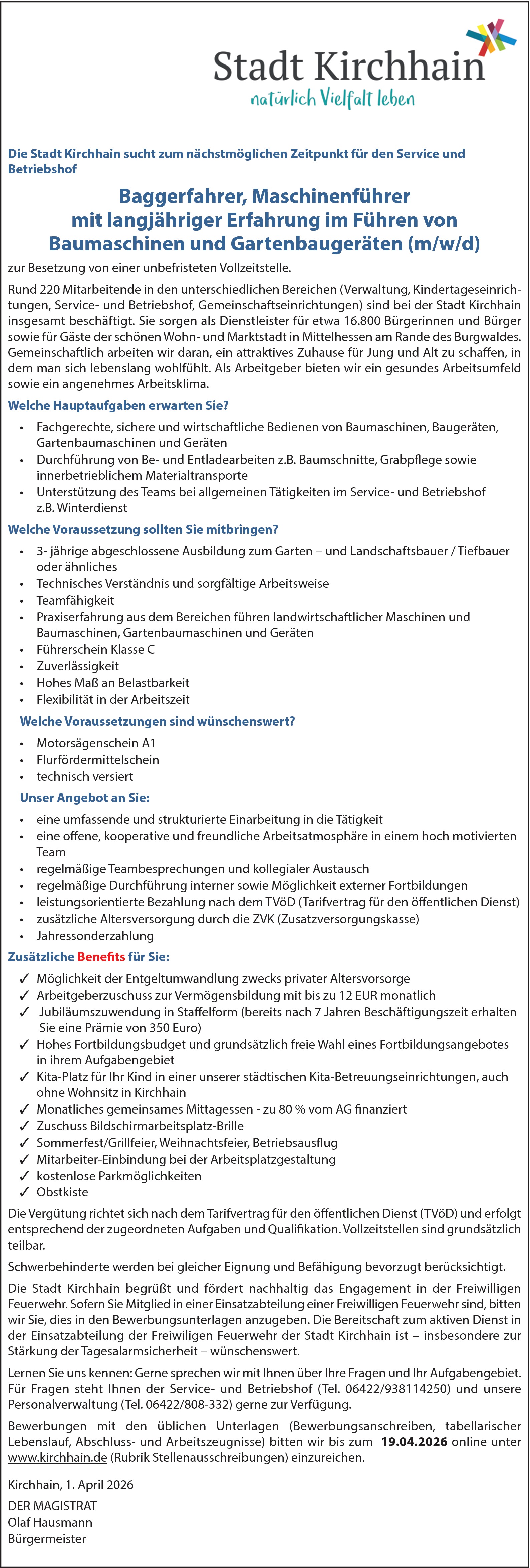 Garten- und Landschaftsbauer / Maschinenführer / Baggerfahrer (m/w/d)