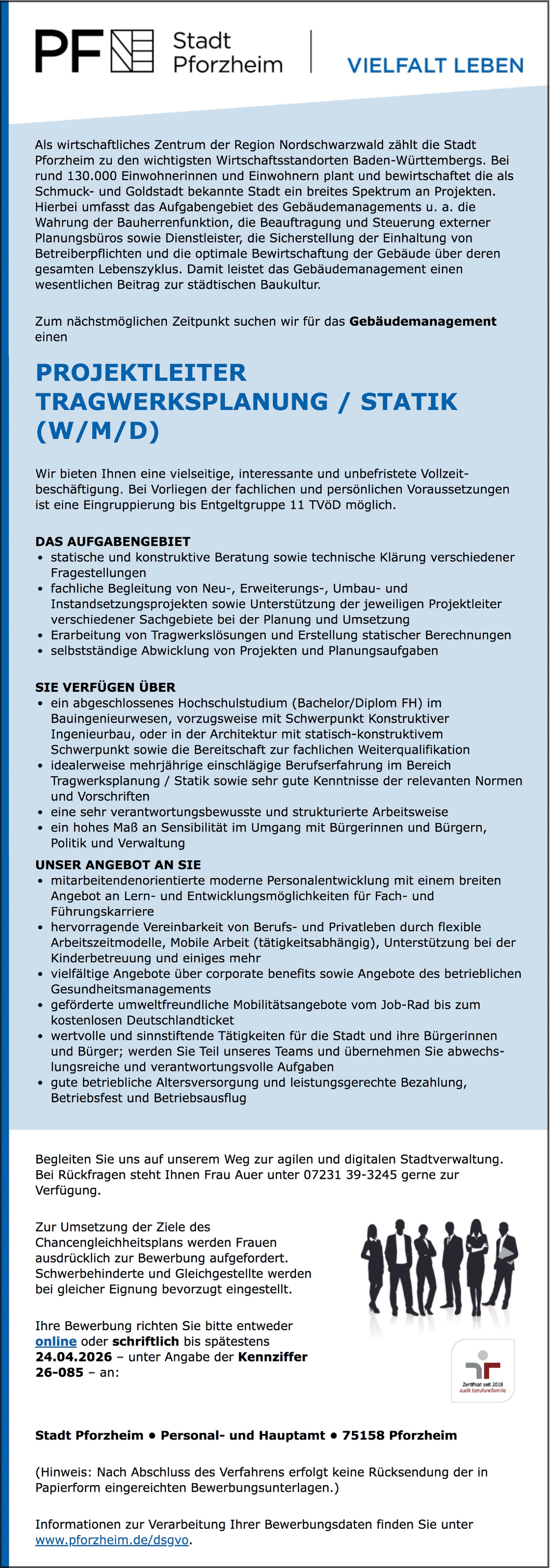 Projektleiter Tragwerksplanung / Statik w/m/d