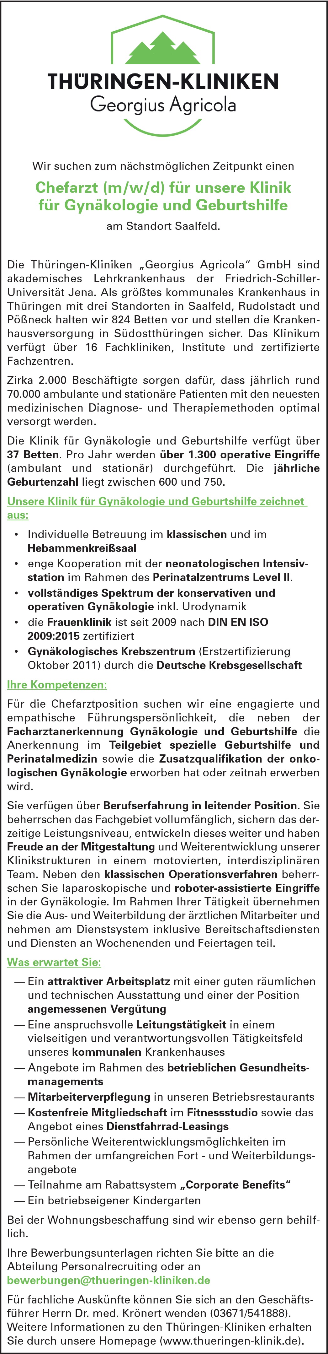 Facharzt/-ärztin Frauenheilkunde und Geburtshilfe m/w/d