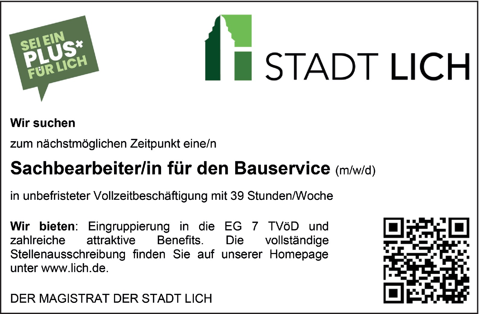  Sachbearbeiter/in für den Bauservice (m/w/d)