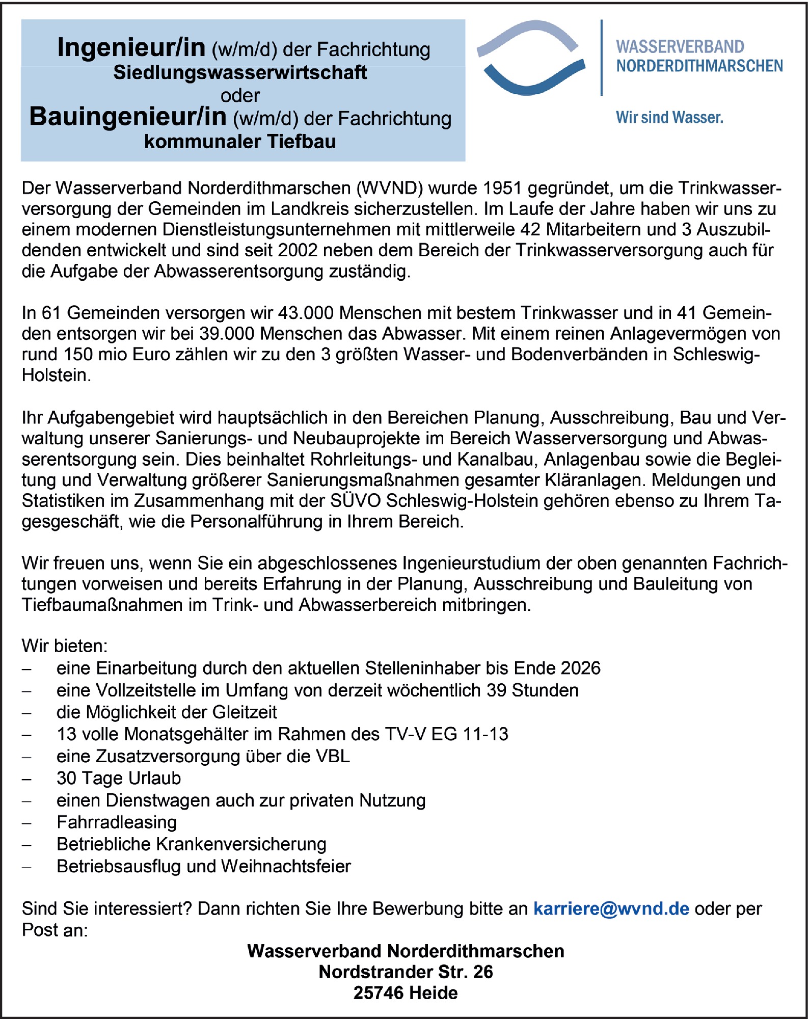 Ingenieur Siedlungswasserwirtschaft (m/w/d)