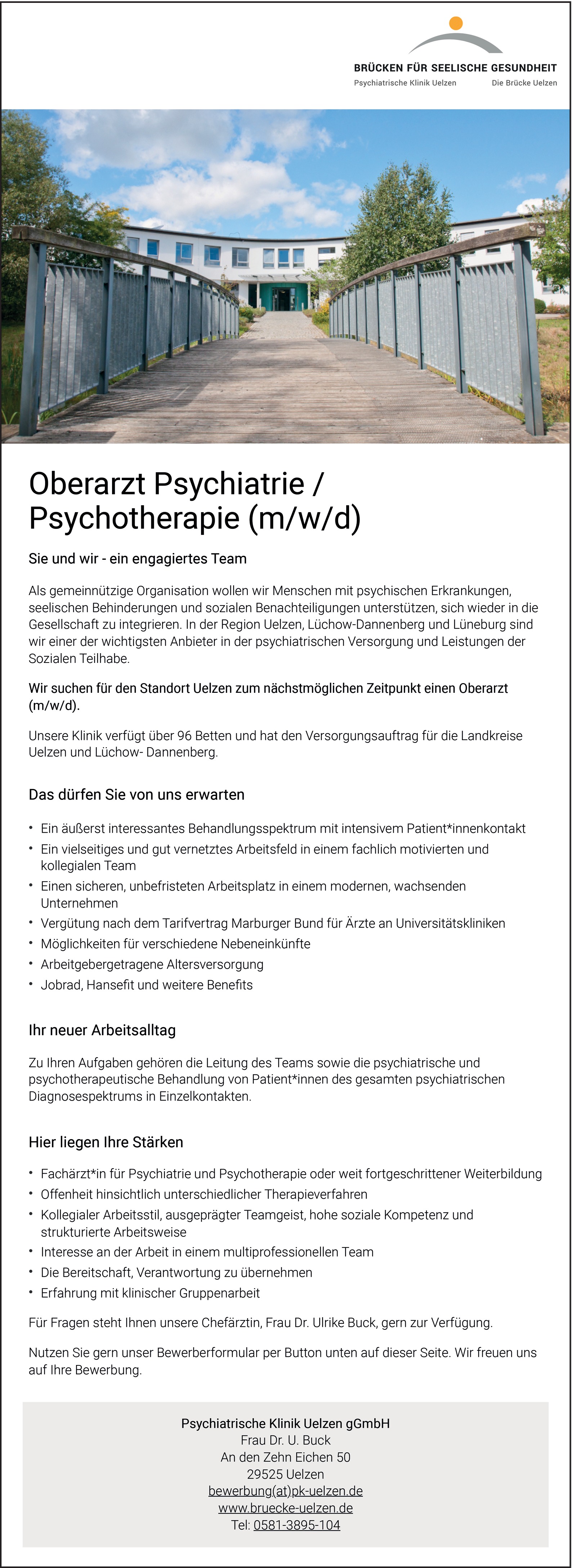 Oberarzt Psychiatrie / Psychotherapie (m/w/d)