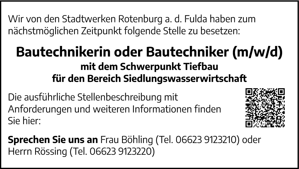 Bautechnikerin oder Bautechniker (m/w/d)