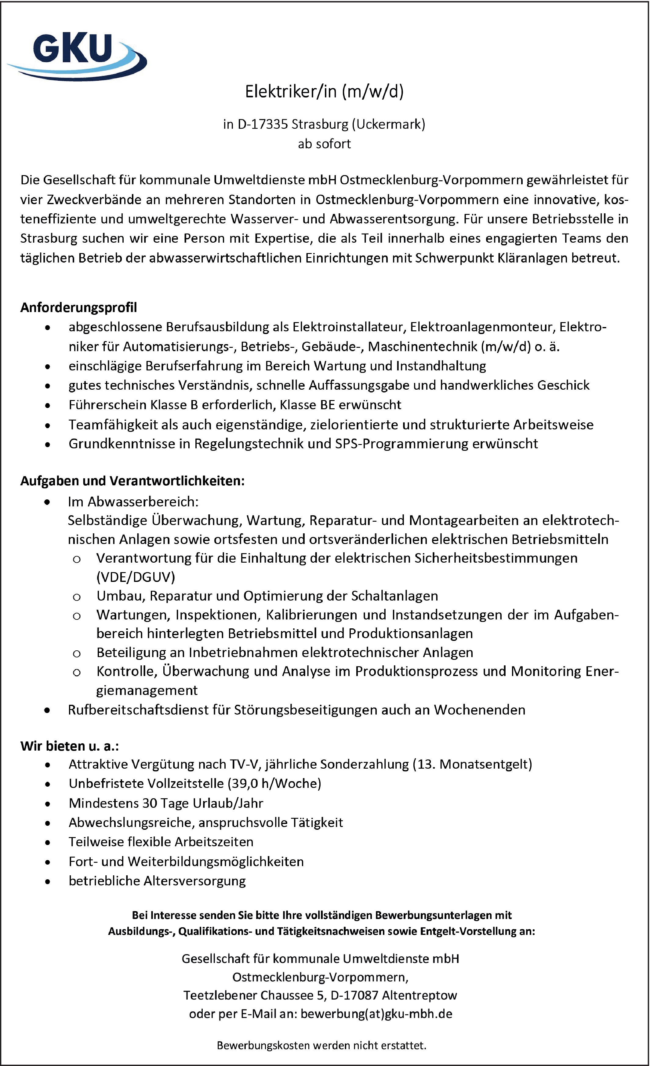 Elektroniker m/w/d - Betriebstechnik