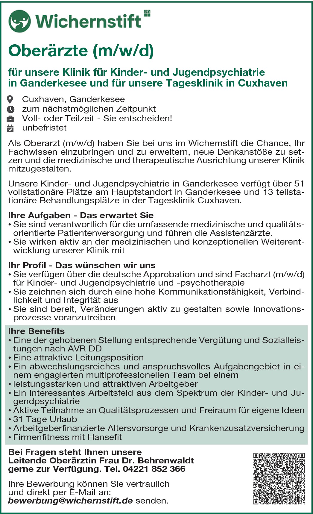 Oberärzte m/w/d Kinder- und Jugendpsychiatrie