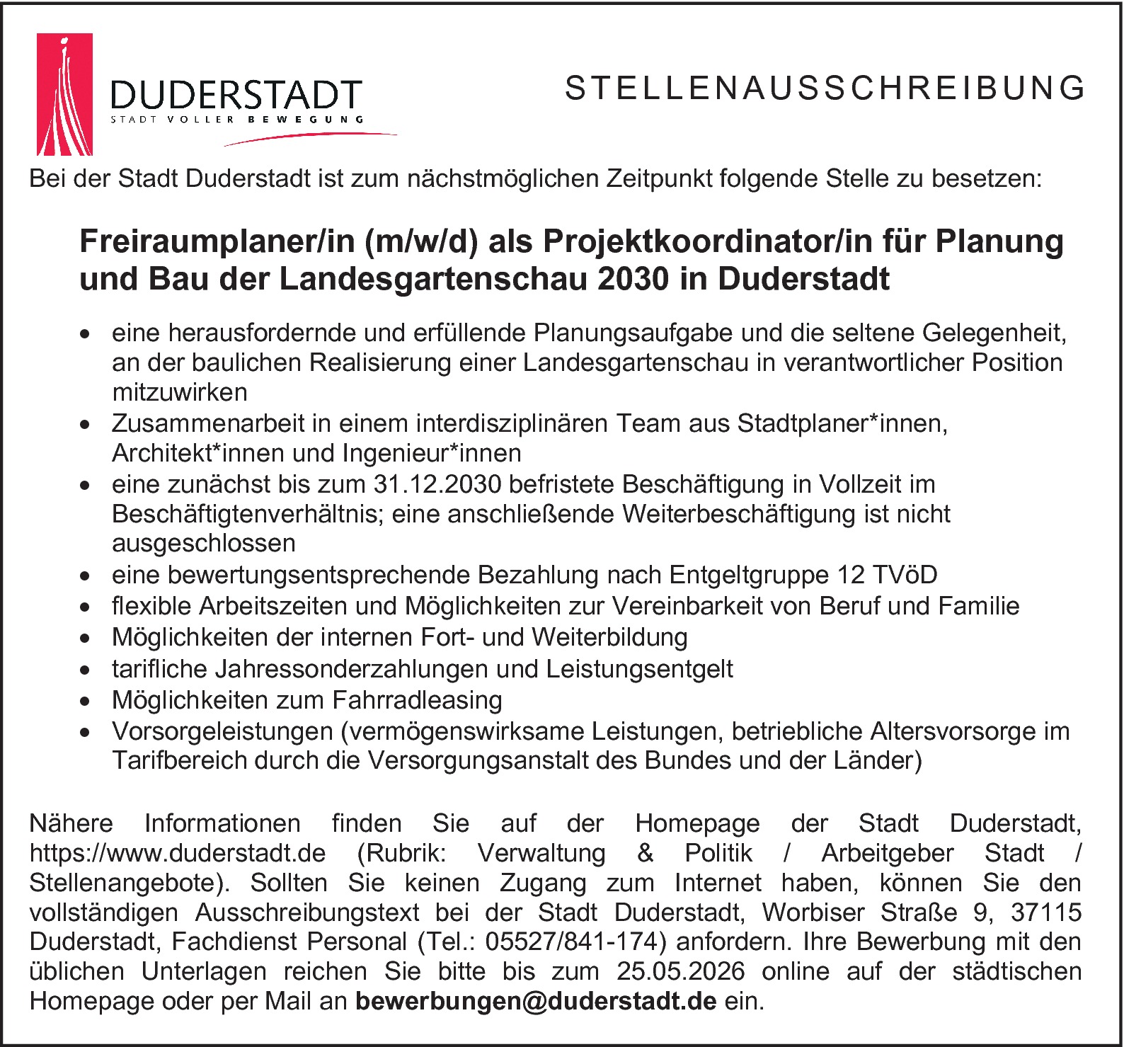 Freiraumplaner/in öffentlicher Dienst