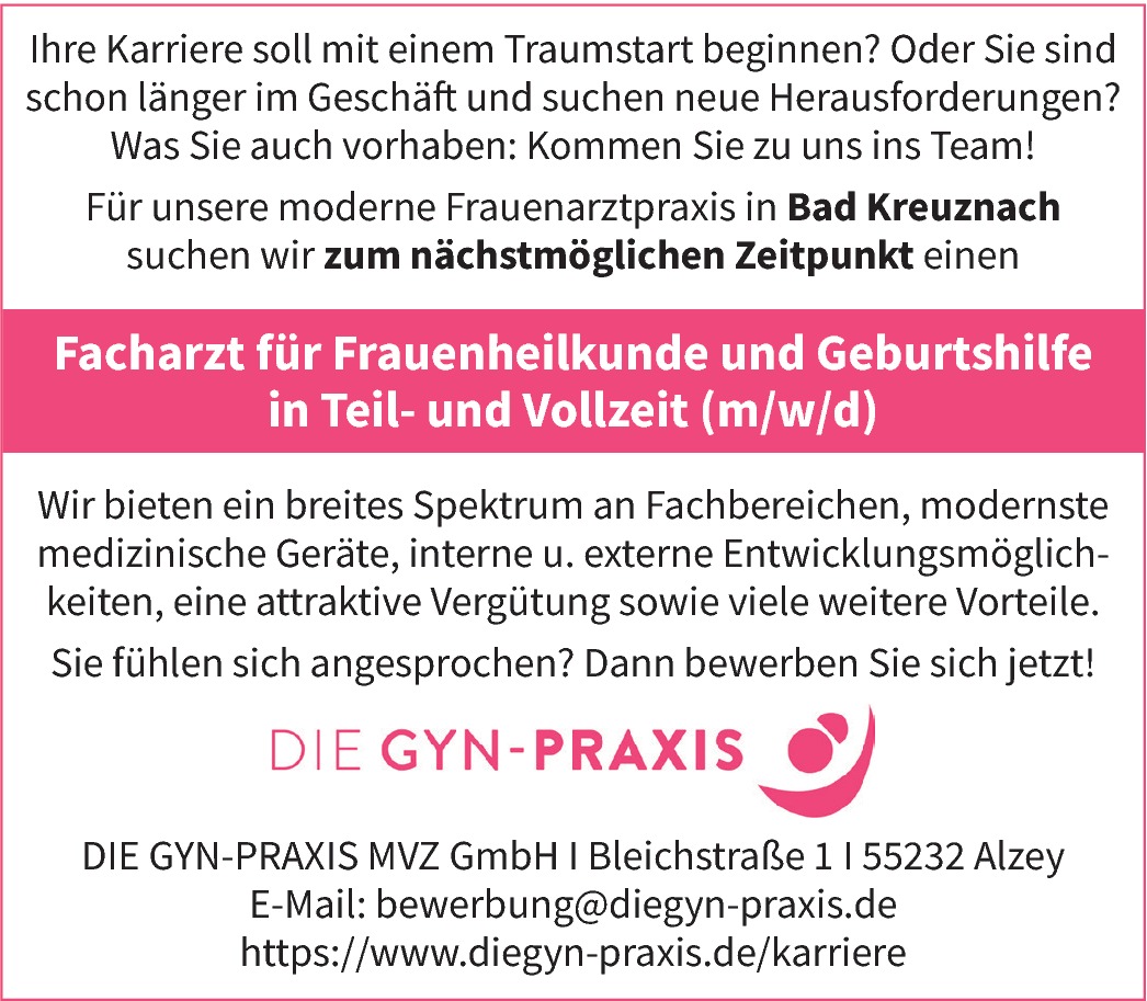 Facharzt / Fachärztin für Frauenheilkunde und Geburtshilfe