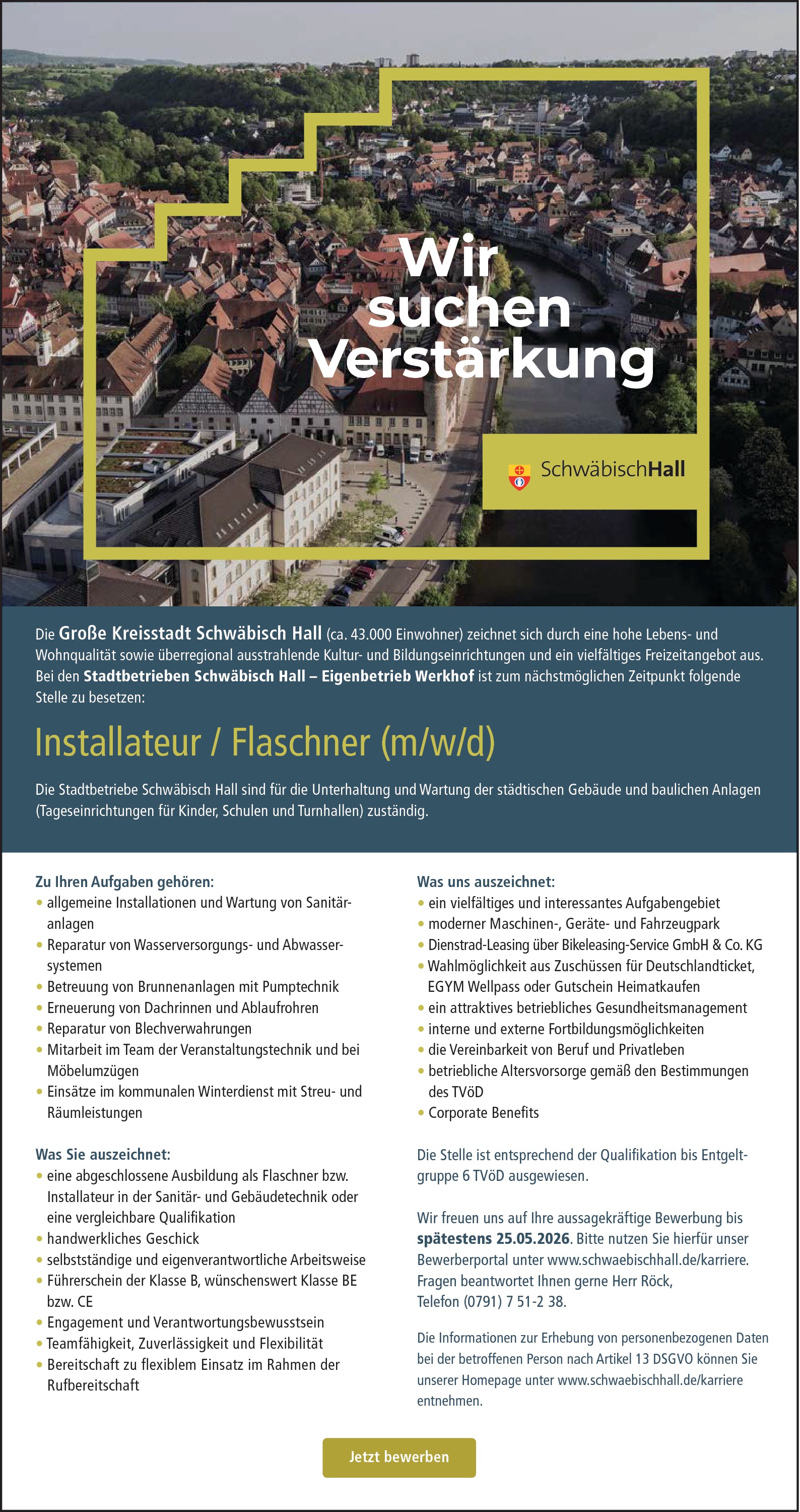 Installateur / Flaschner (m/w/d)