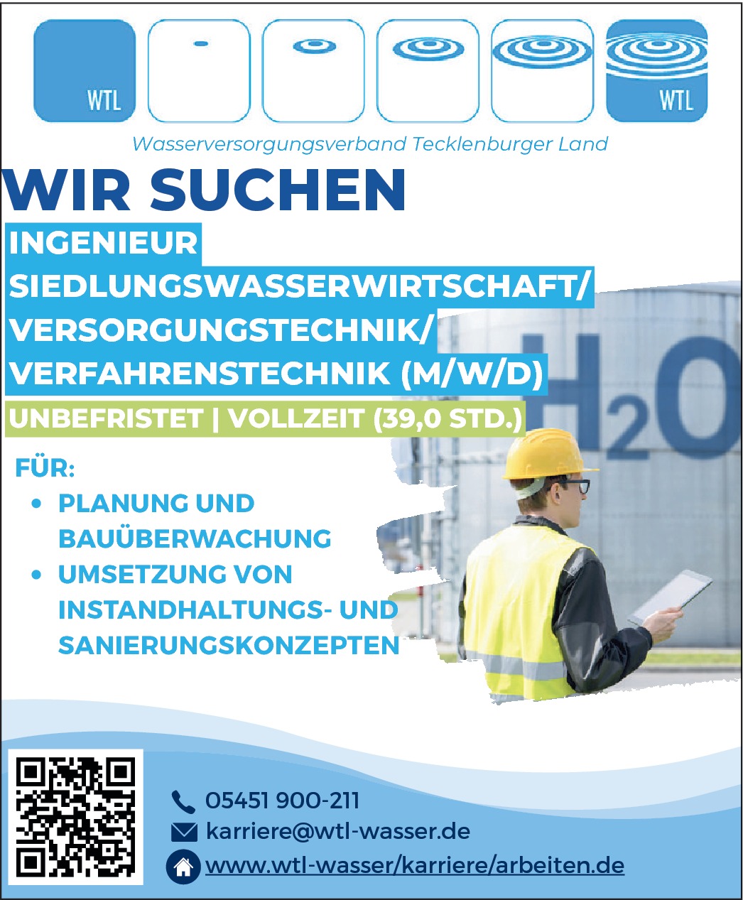 Ingenieur Siedlungswasserwirtschaft / Versorgungstechnik / Verfahrenstechnik m/w/d