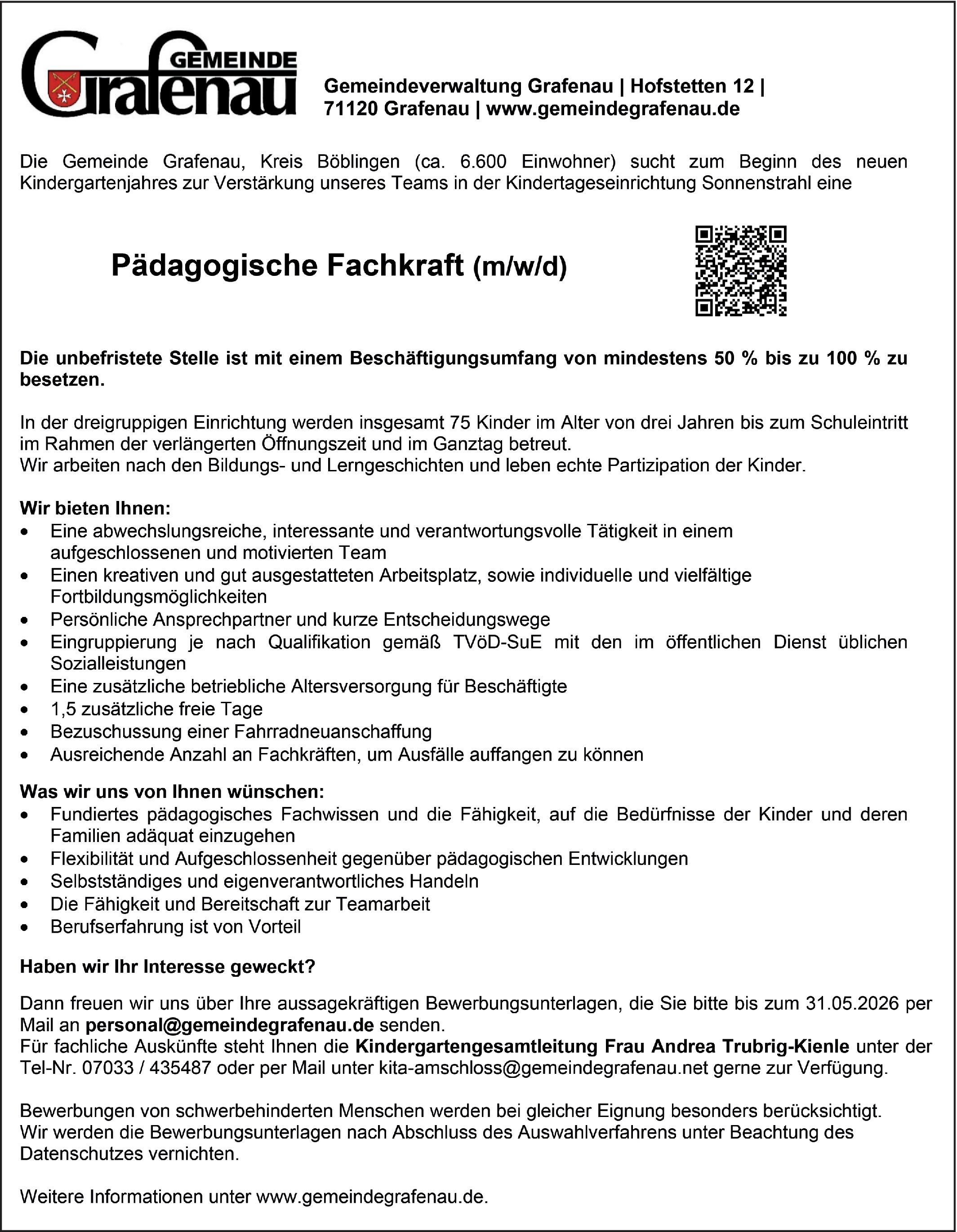 Pädagogische Fachkraft (m/w/d)