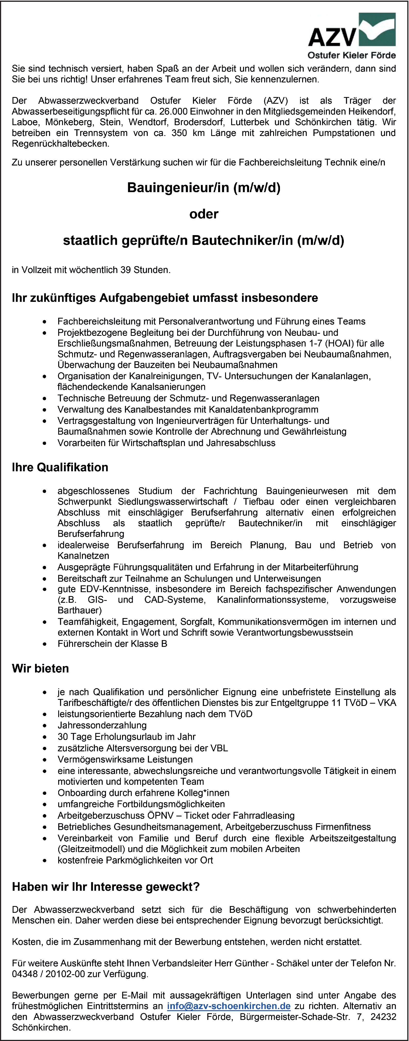 Tiefbautechniker (m/w/d)