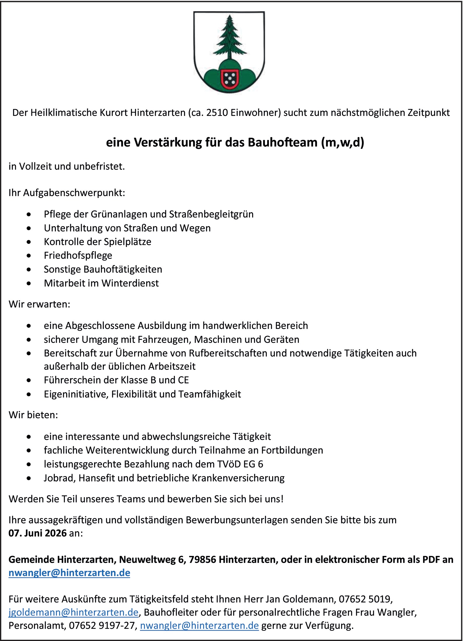 Bauhofarbeiter / Mechaniker / Gärtner (m/w/d)