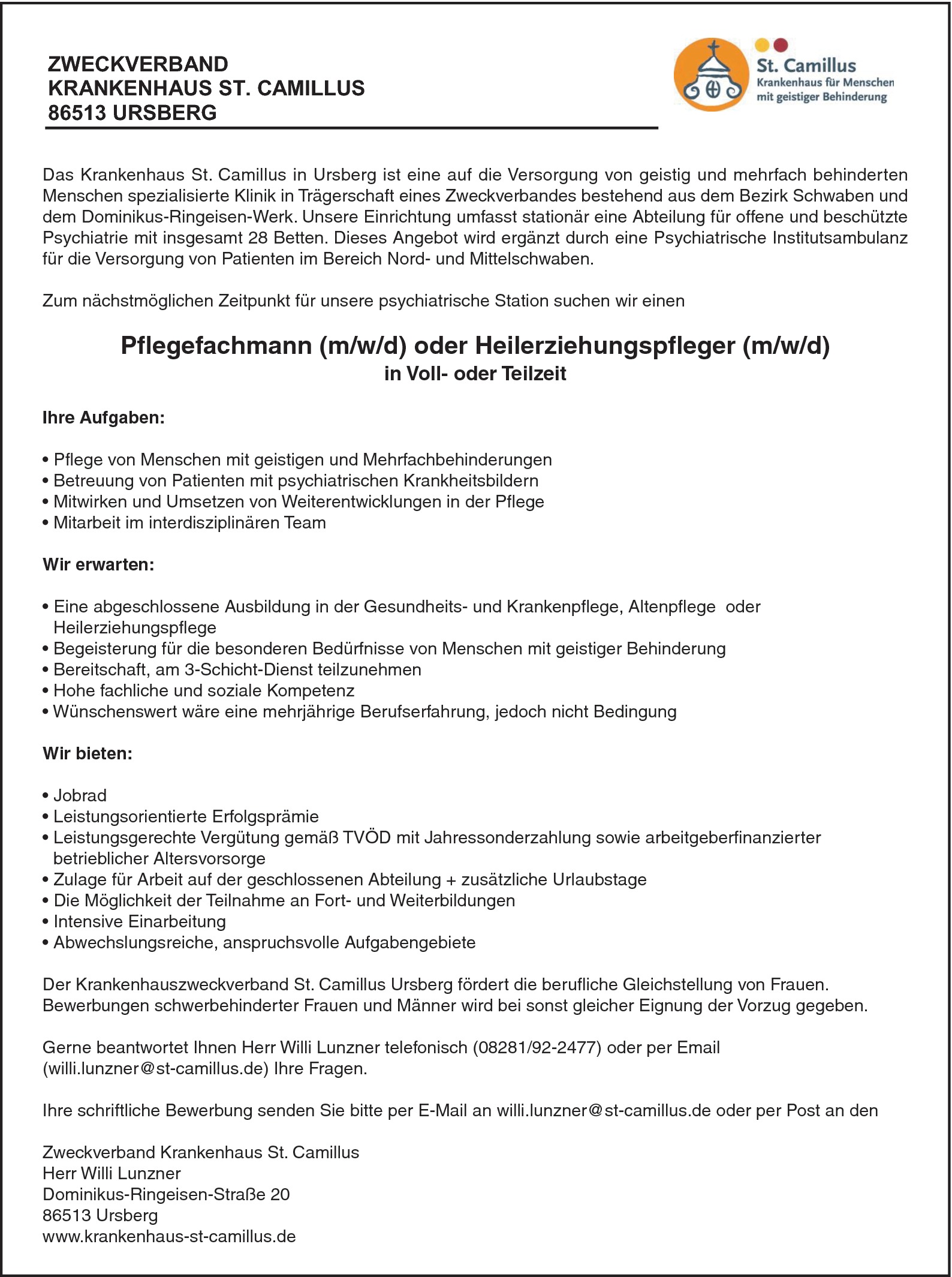 Gesundheits- und Krankenpfleger (m/w/d)