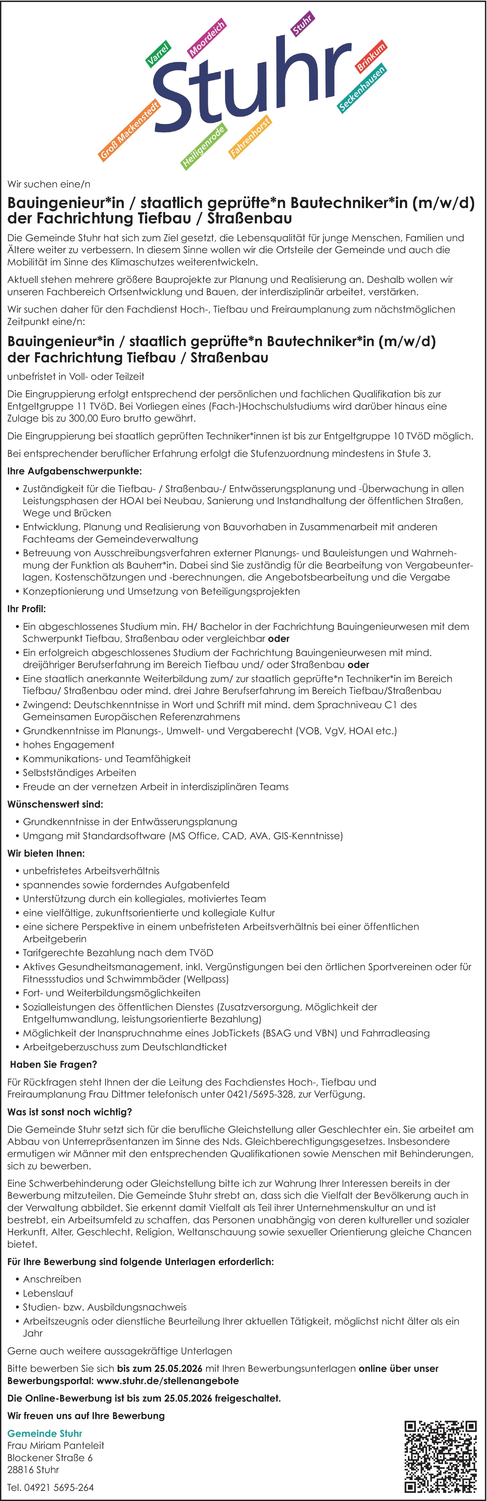 Bauingenieur Tiefbau m/w/d