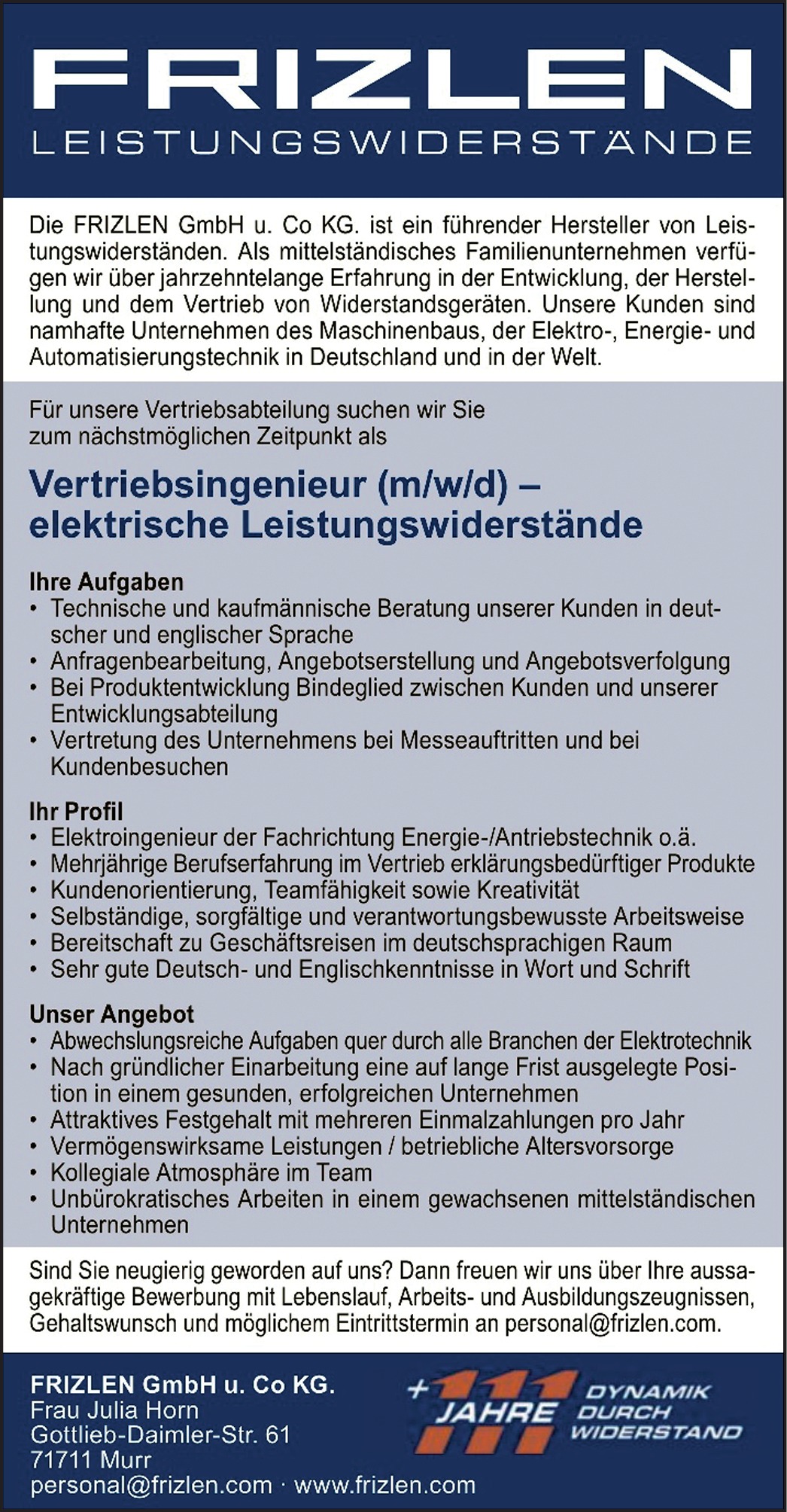 Ingenieur Antriebstechnik m/w/d