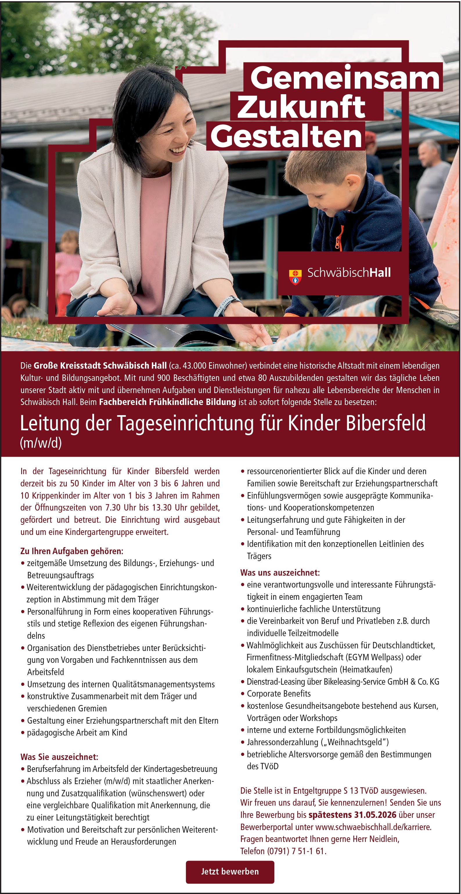 Kindergartenleitung / Erzieher (m/w/d)