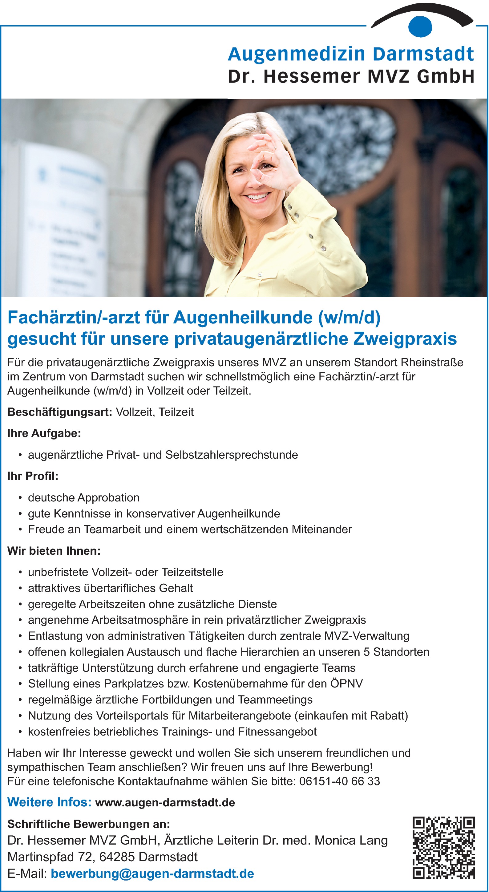 Fachärztin/-arzt für Augenheilkunde w/m/d