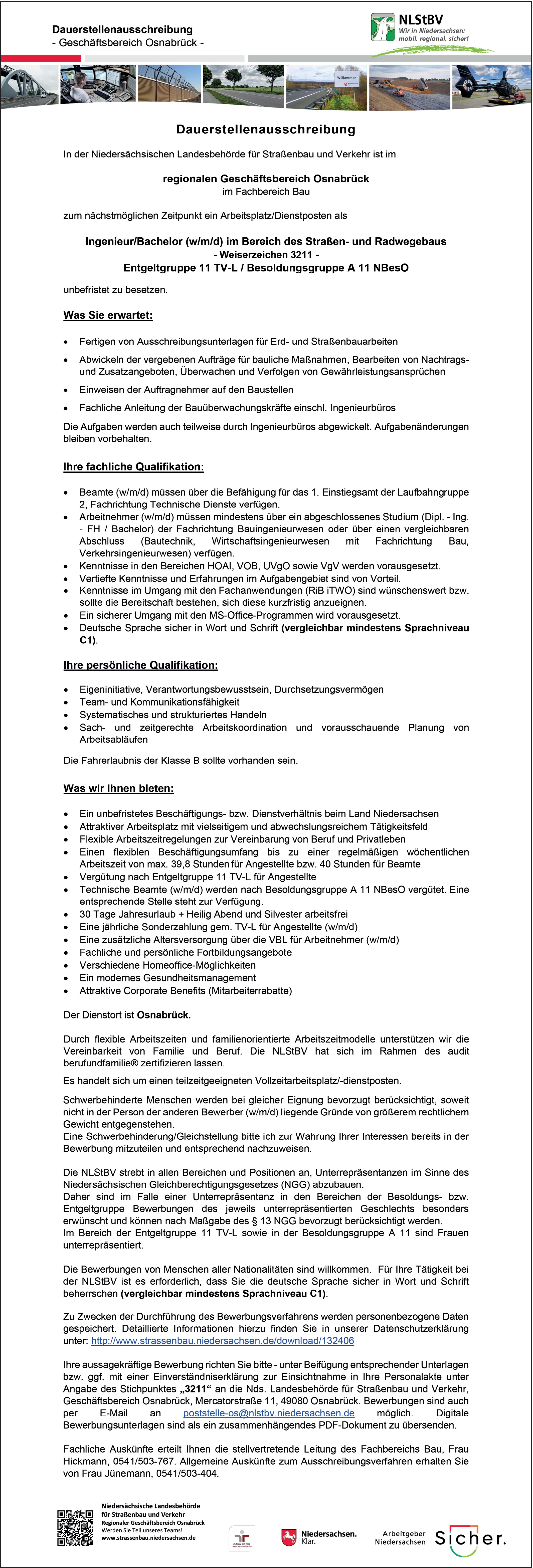 Ingenieur  im Bereich des Straßen- und Radwegebaus (m/w/d)