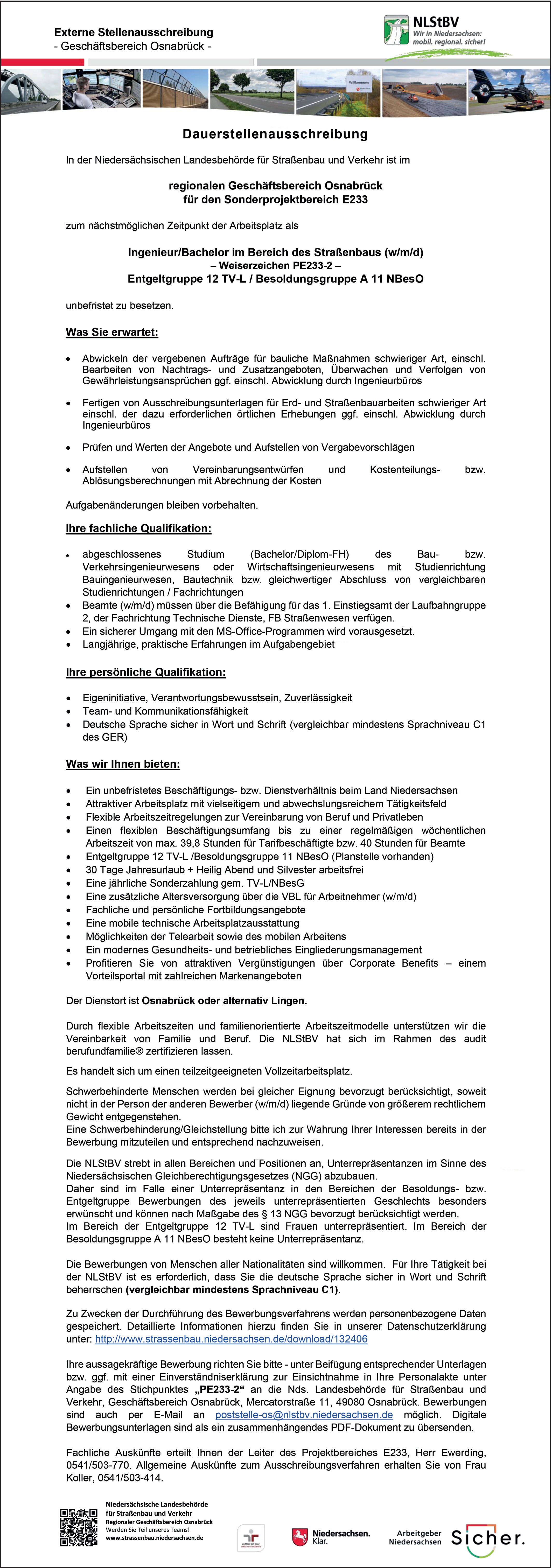  Ingenieur im Bereich des Straßenbaus (w/m/d)