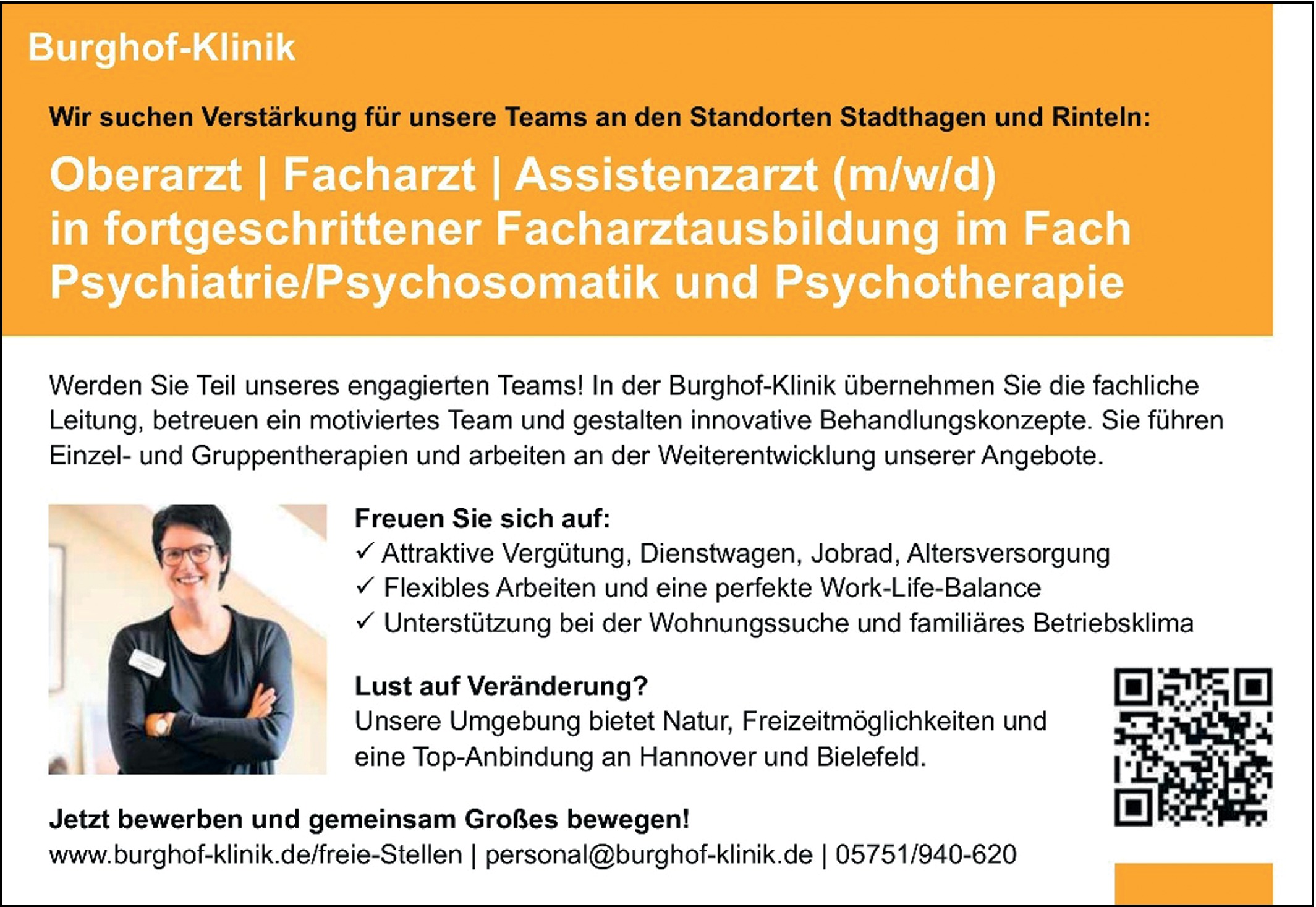 Oberarzt / Facharzt / Assistenzarzt m/w/d für Psychiatrie / Psychosomatik und Psychotherapie