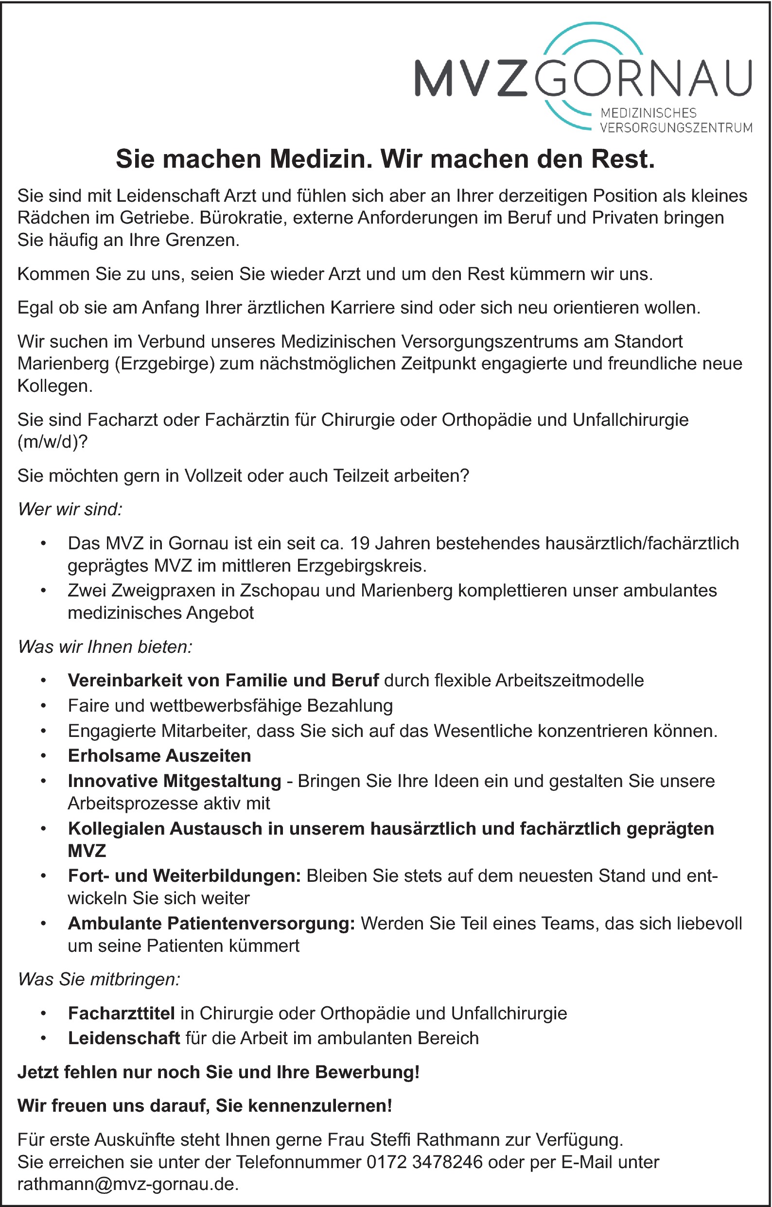 Facharzt Orthopädie und Unfallchirurgie (m/w/d)