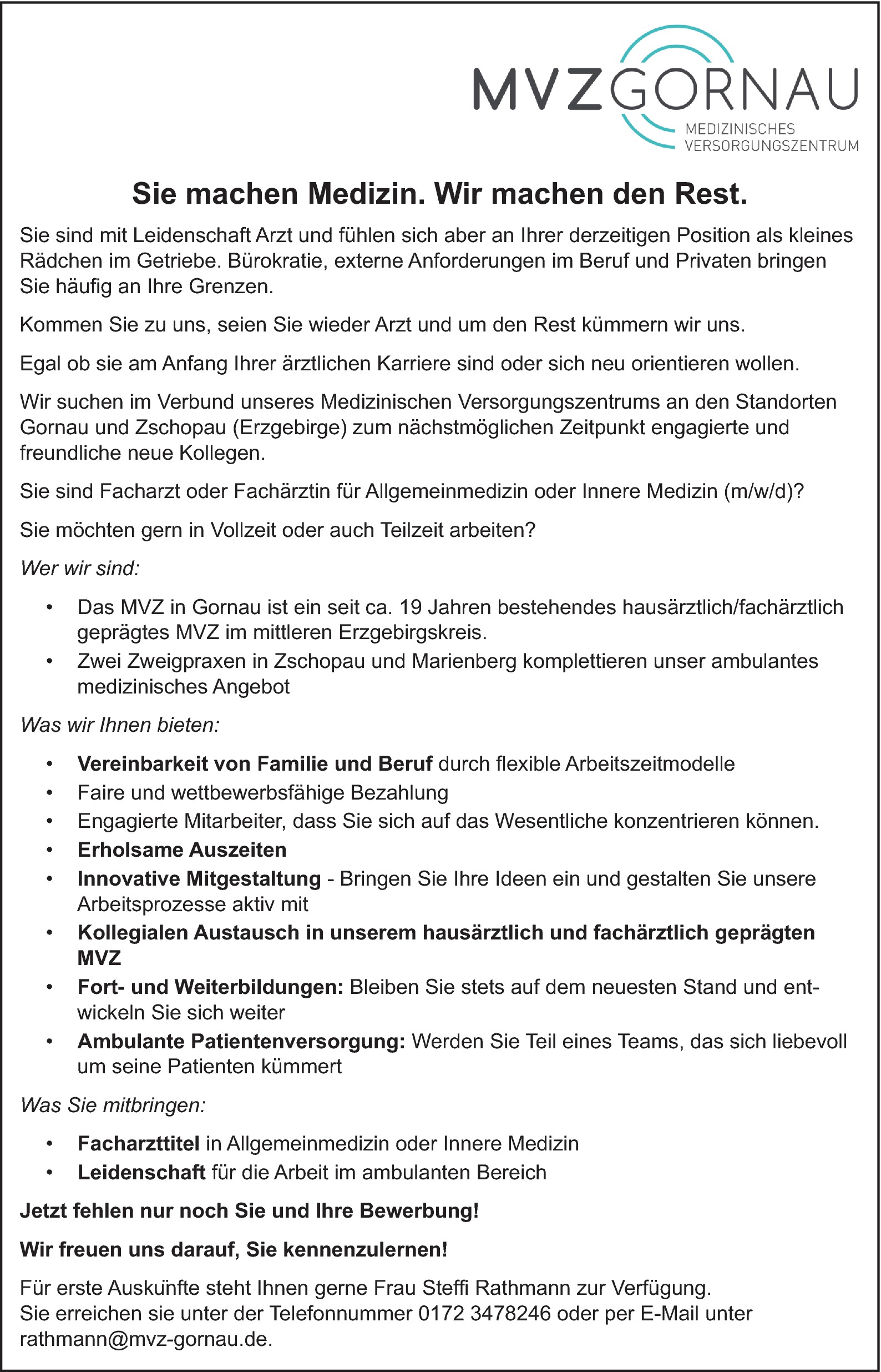 Facharzt Allgemeinmedizin (m/w/d)