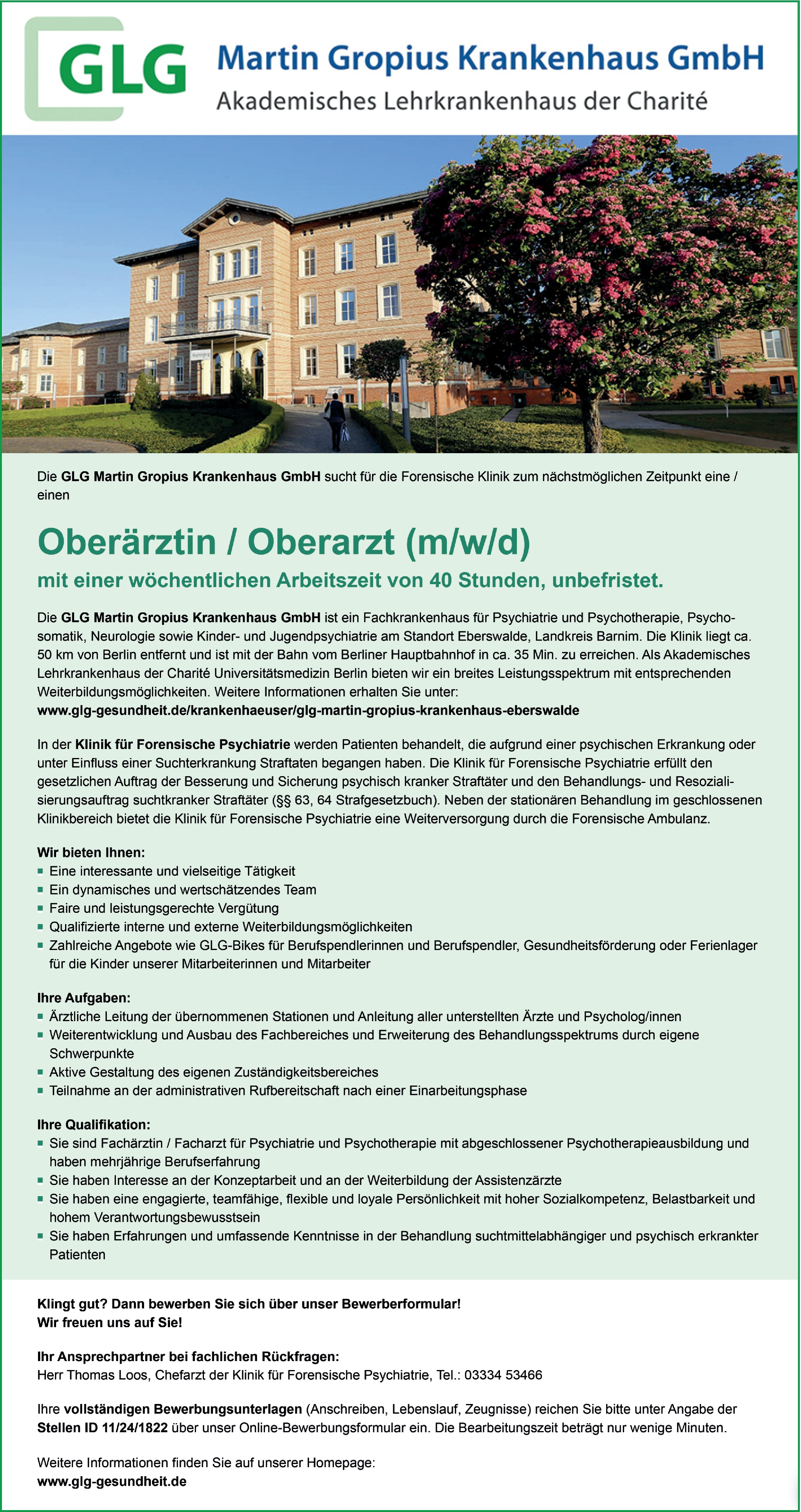 Facharzt / Fachärztin Psychiatrie und Psychotherapie m/w/d