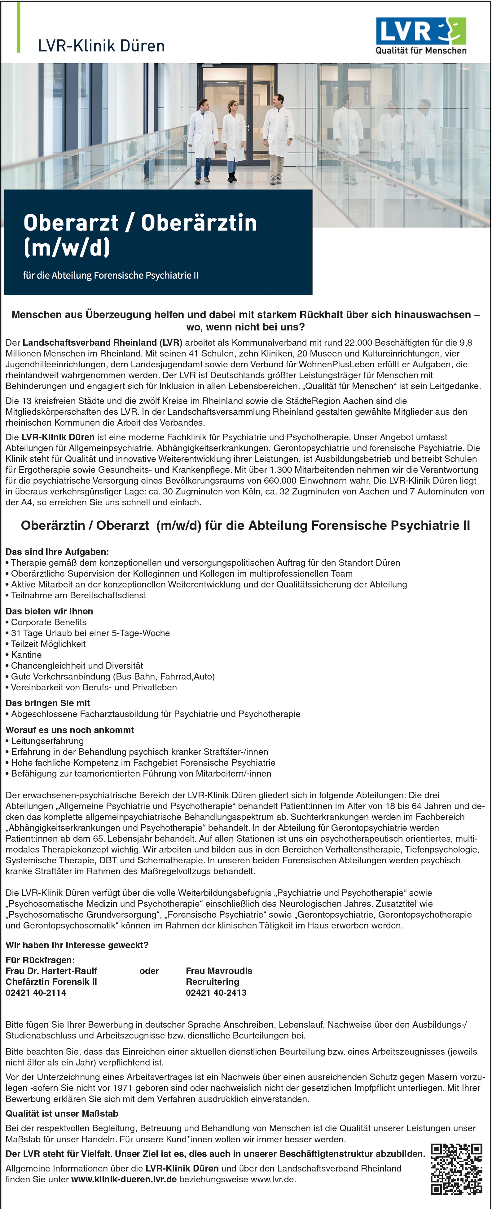 Oberarzt Psychiatrie und Psychotherapie (m/w/d)