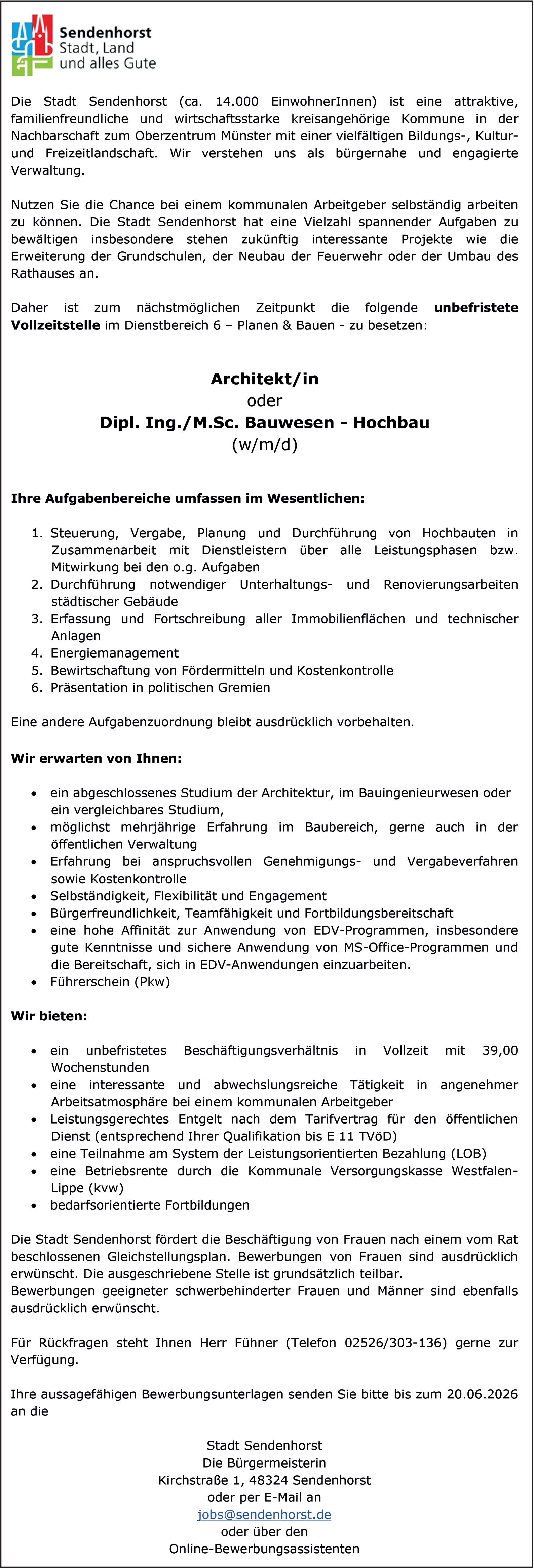 Architekt oder Bauingenieur Hochbau (m/w/d)