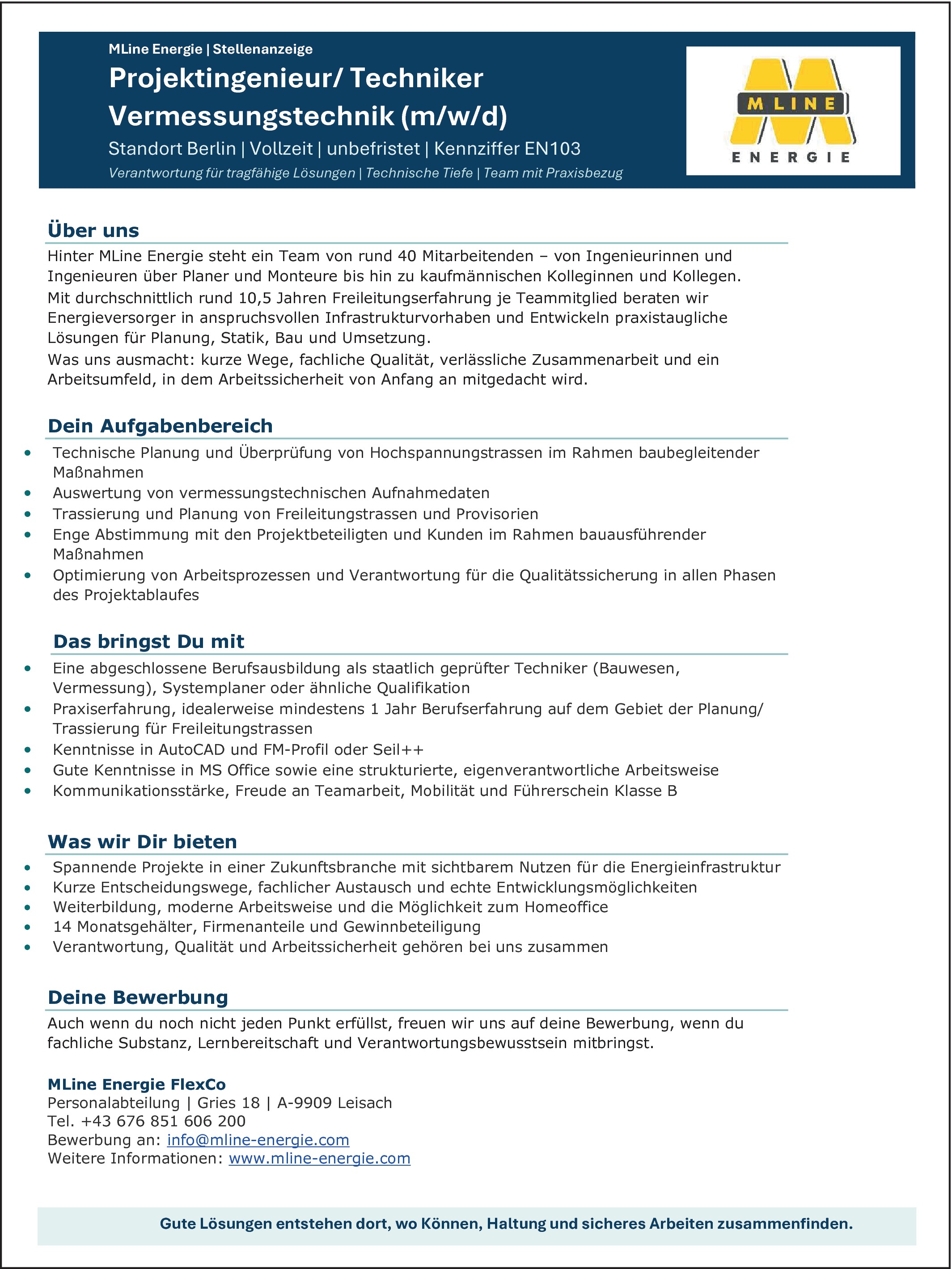 Projektingenieur / Techniker Vermessungstechnik m/w/d