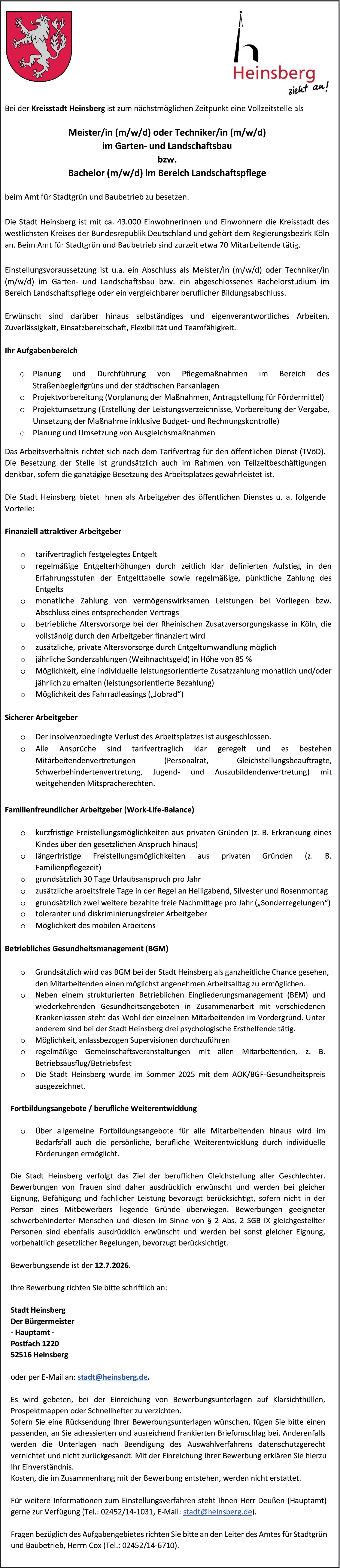Meister/in (m/w/d) Garten- und Landschaftsbau