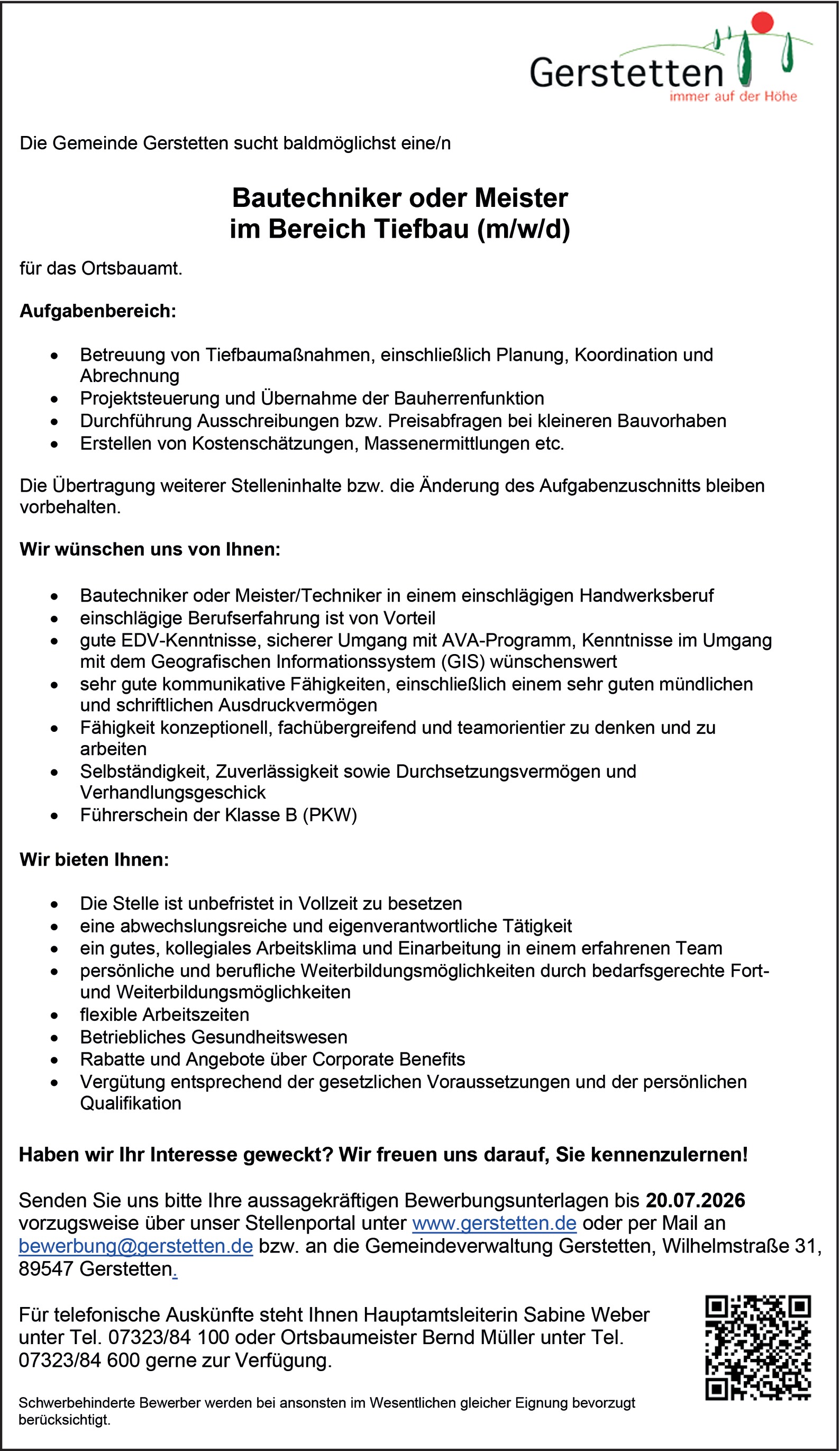 Bautechniker oder Meister Tiefbau (m/w/d)