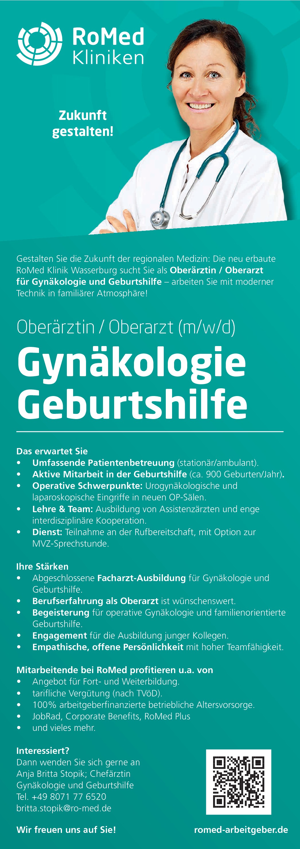 Oberarzt für Gynäkologie und Geburtshilfe (m/w/d)