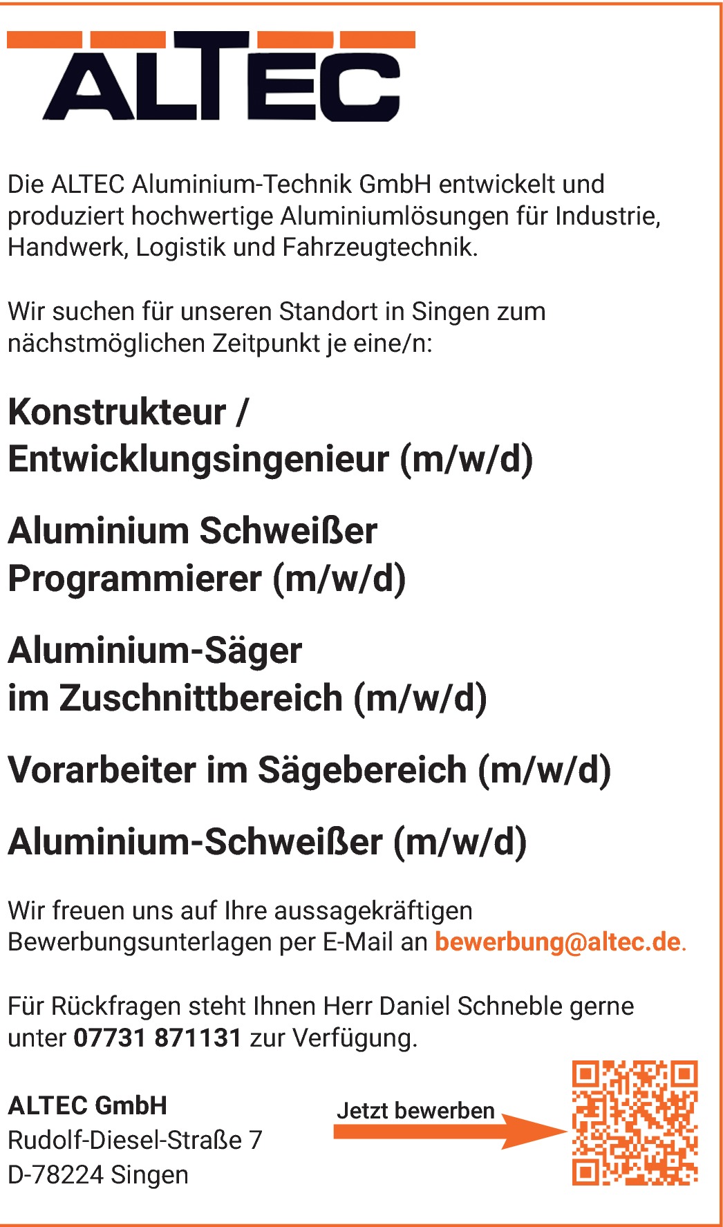 Entwicklungsingenieur/in m/w/d