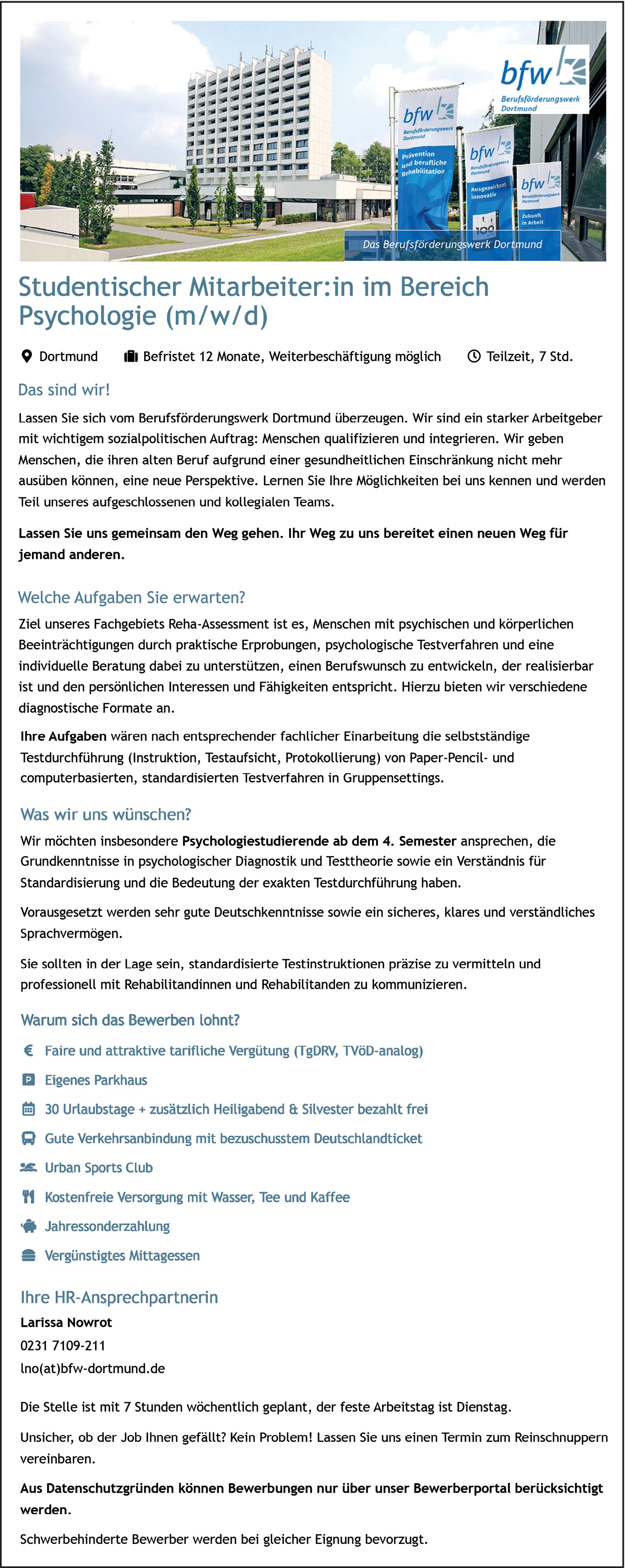 Studentischer Mitarbeiter m/w/d im Bereich Psychologie 