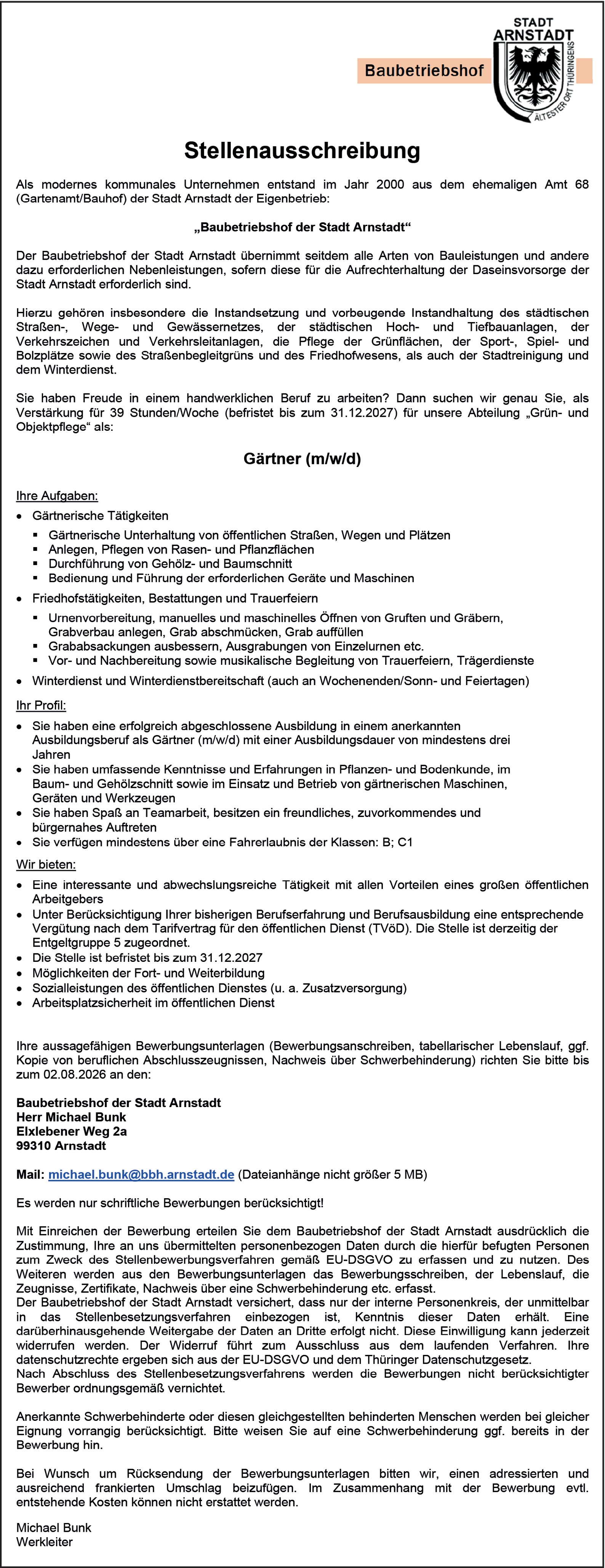 Gärtner/in m/w/d
