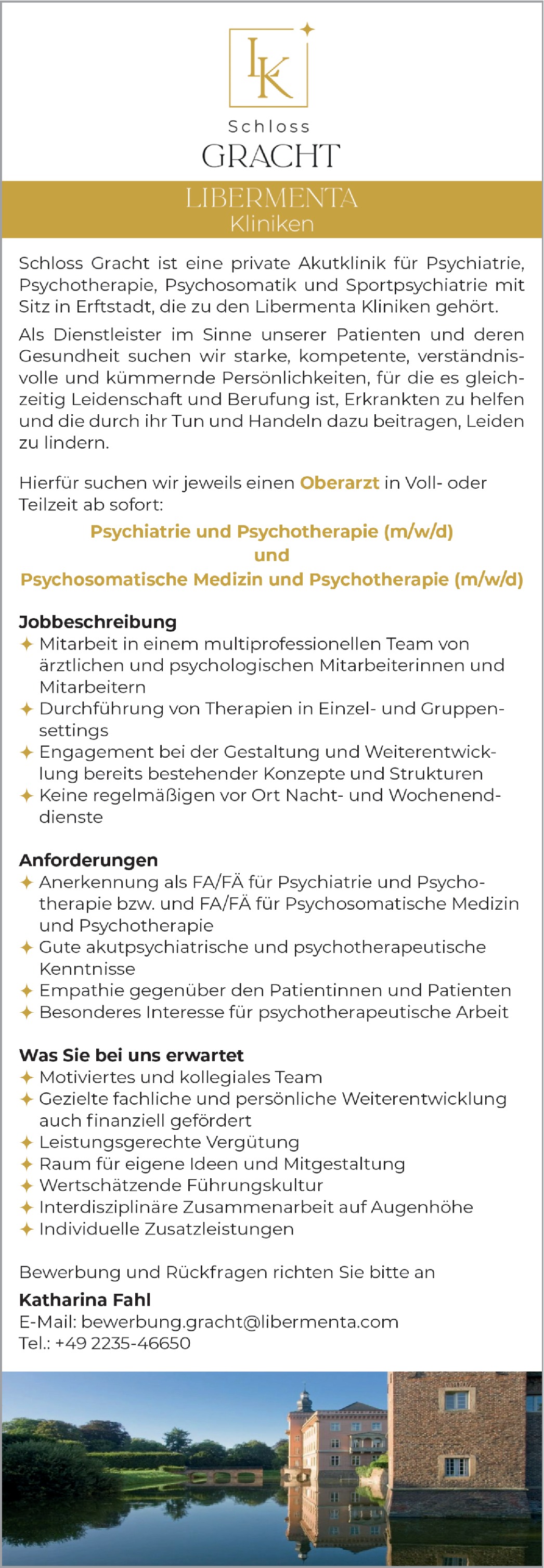 Facharzt / Fachärztin Psychiatrie und Psychotherapie m/w/d
