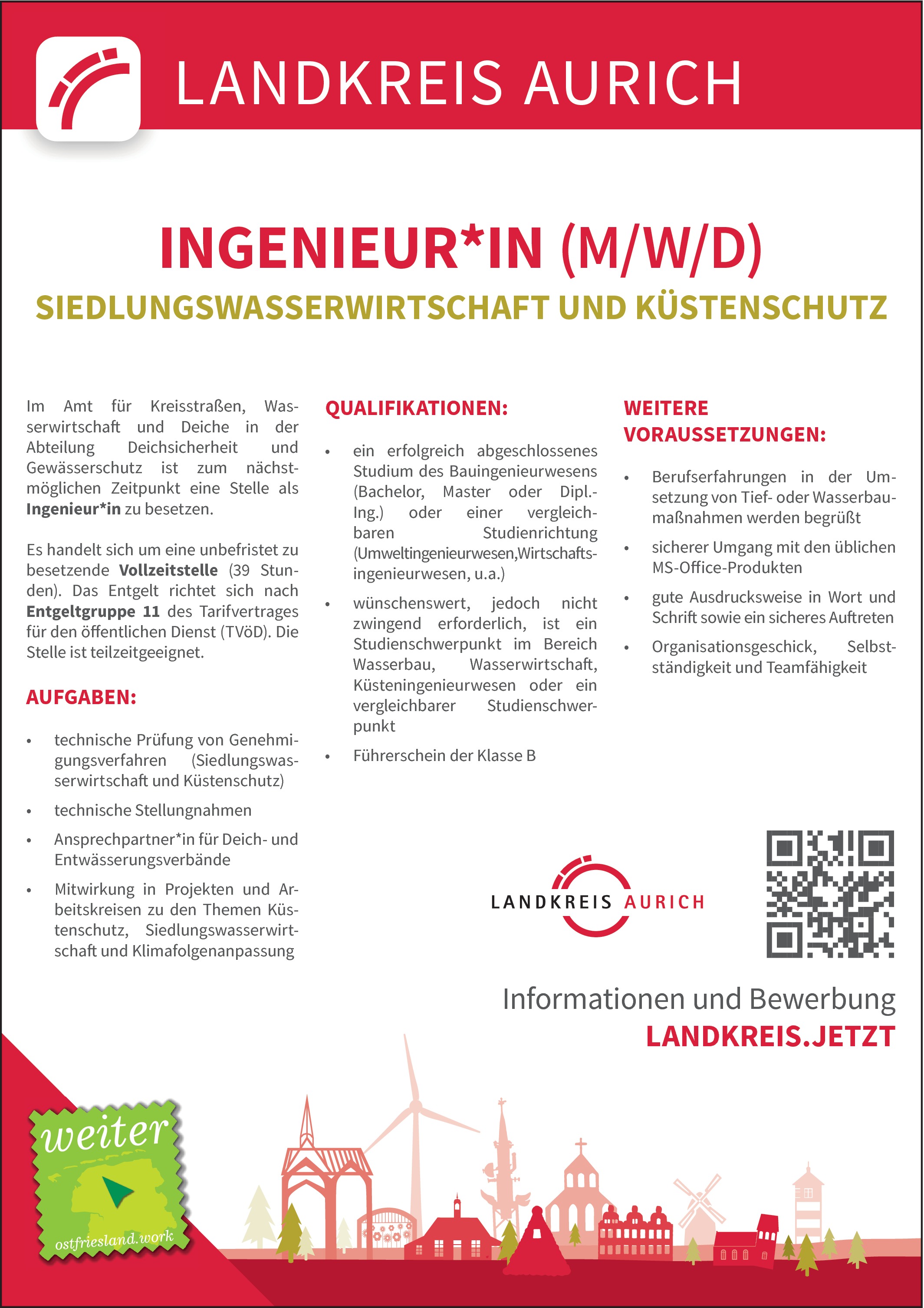 Ingenieur/in Siedlungswasserwirtschaft und Küstenschutz
