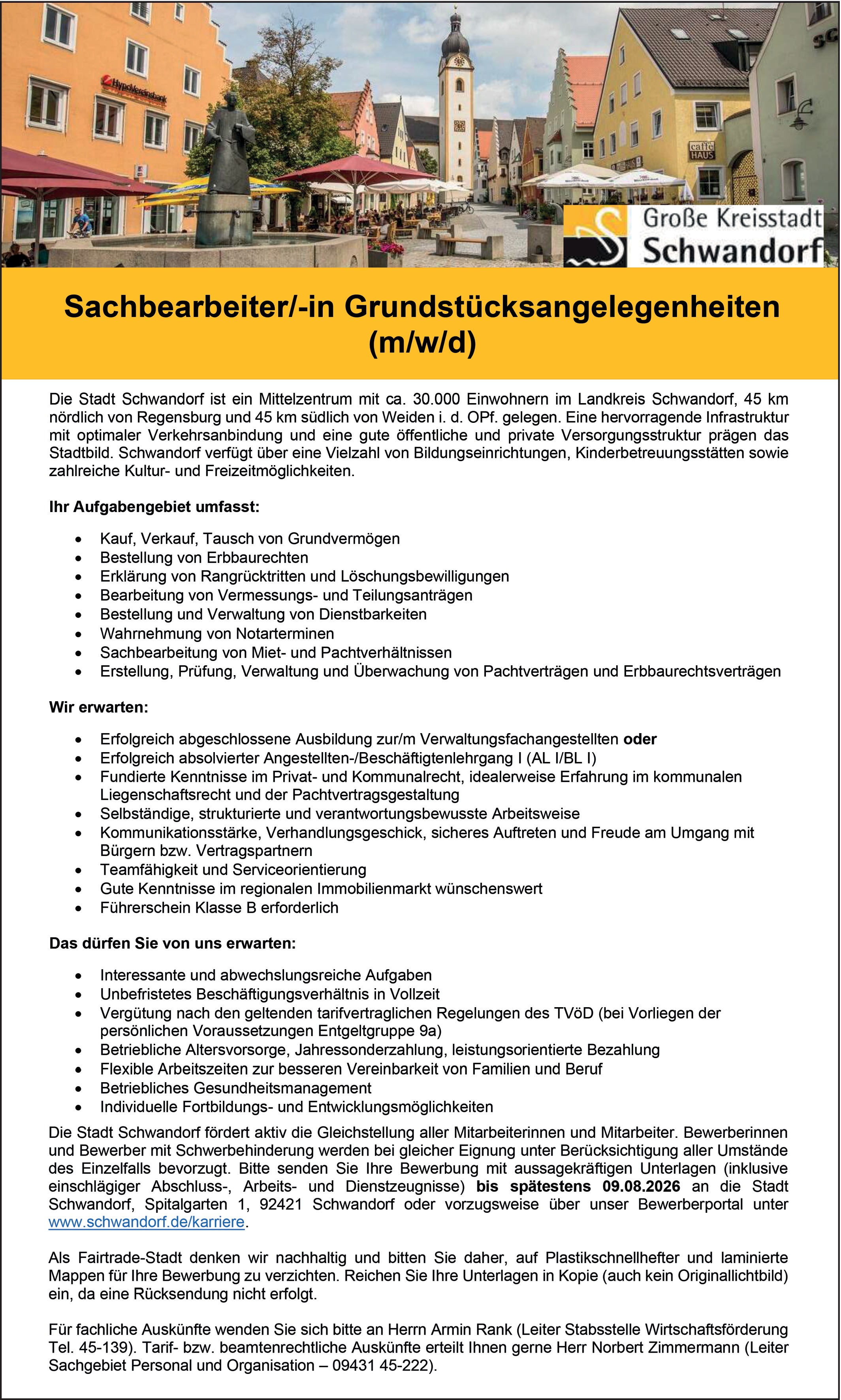 Verwaltungsfachangestellte / Sachbearbeiter Grundstücksangelegenheiten (m/w/d)