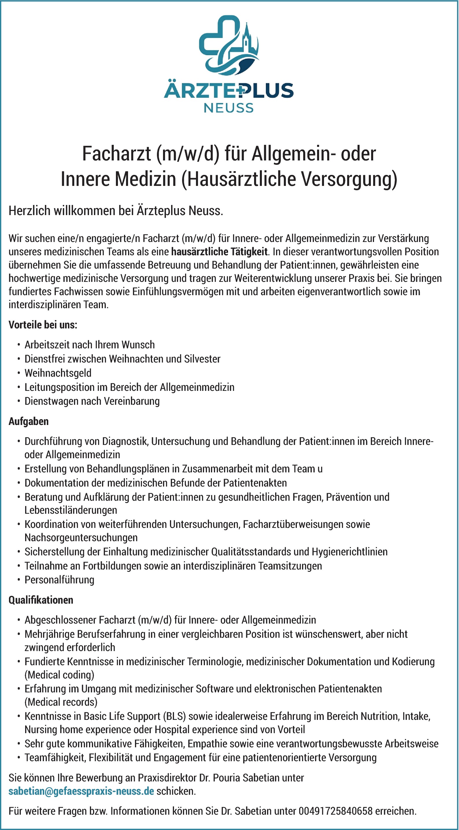 Facharzt/-ärztin Innere Medizin m/w/d