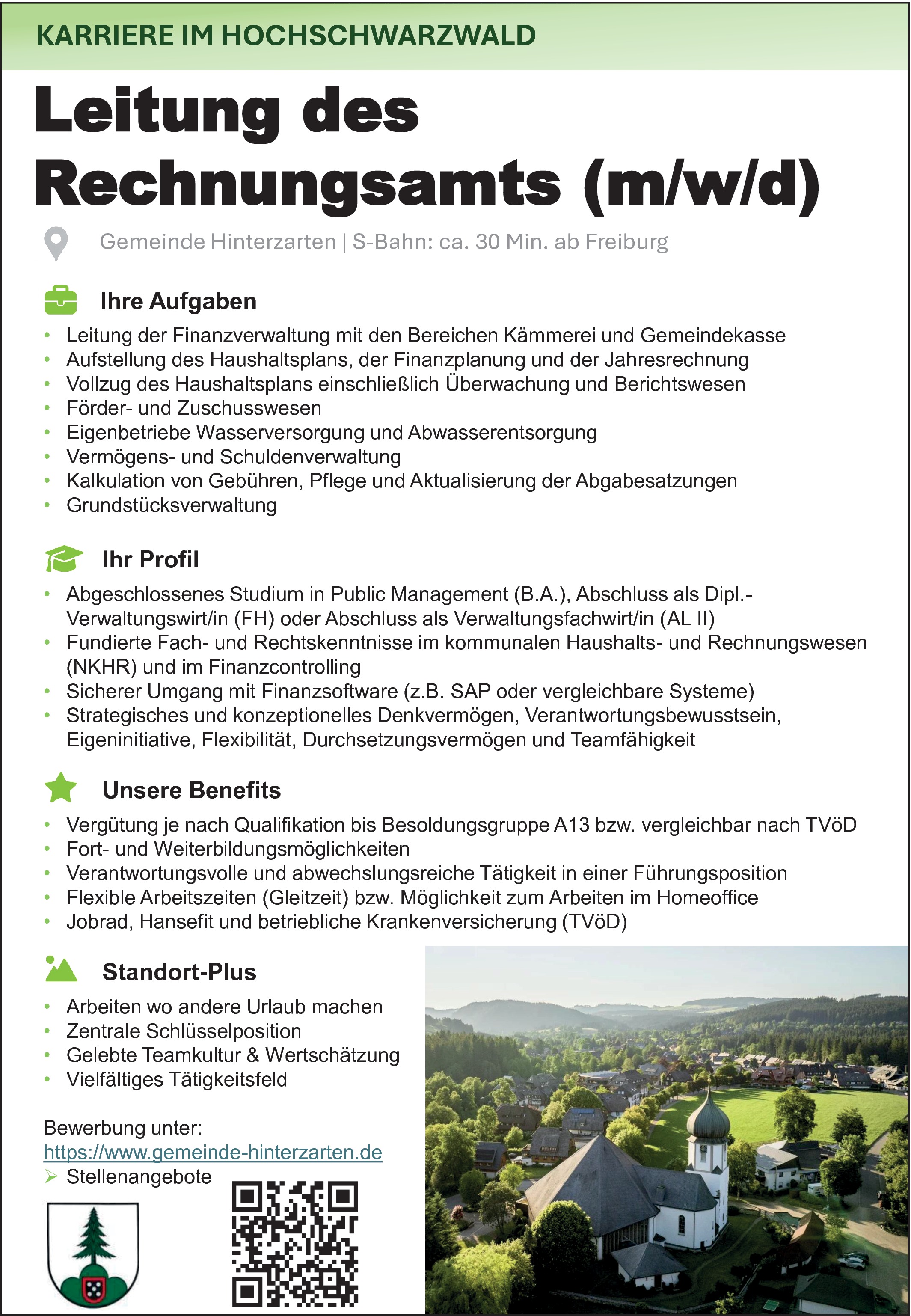 Diplom - Verwaltungswirt (FH) als Leitung für das Rechnungsamt (m/w/d)