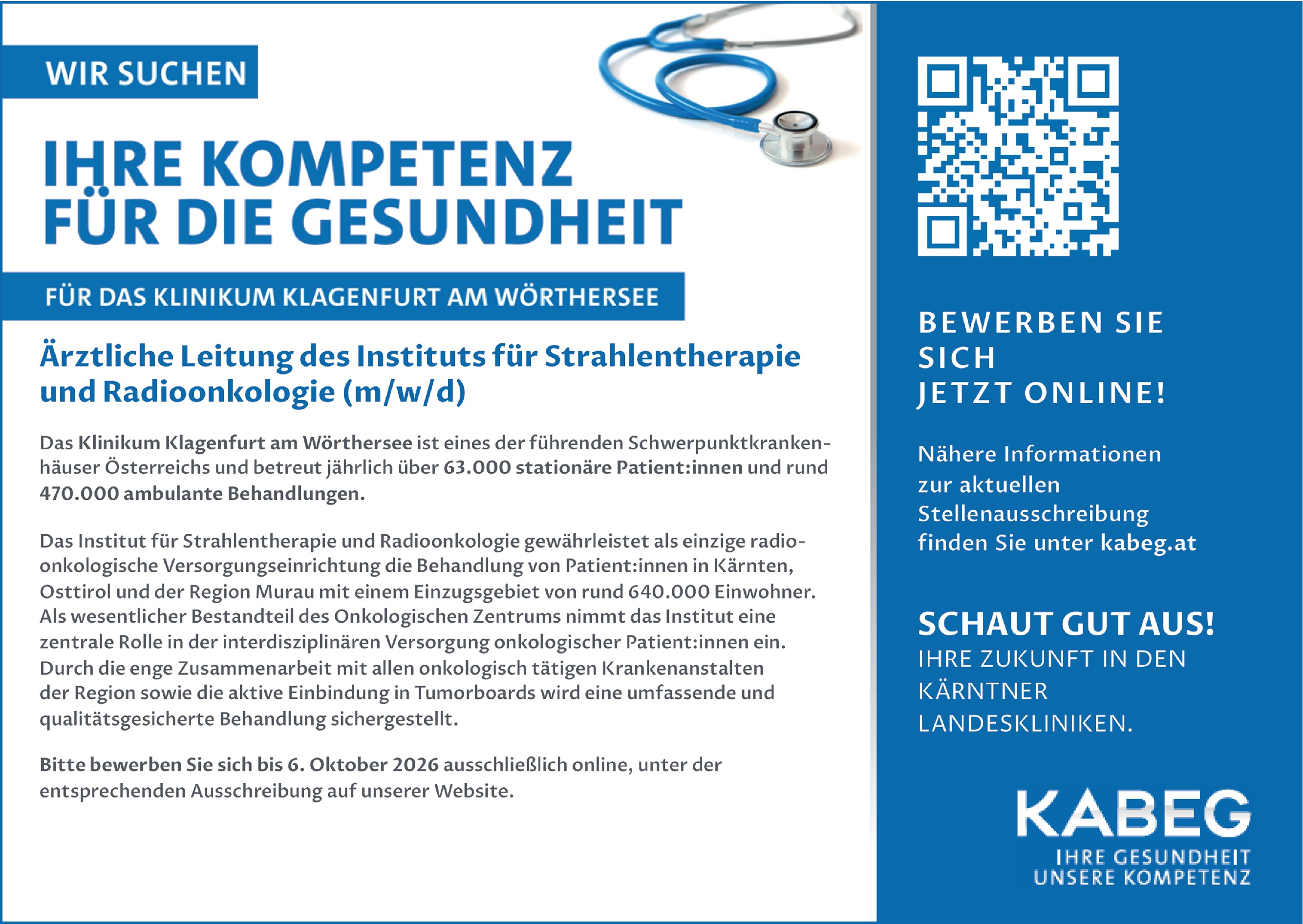 Ärztliche Leitung des Instituts für Strahlentherapie und Radioonkologie m/w/d