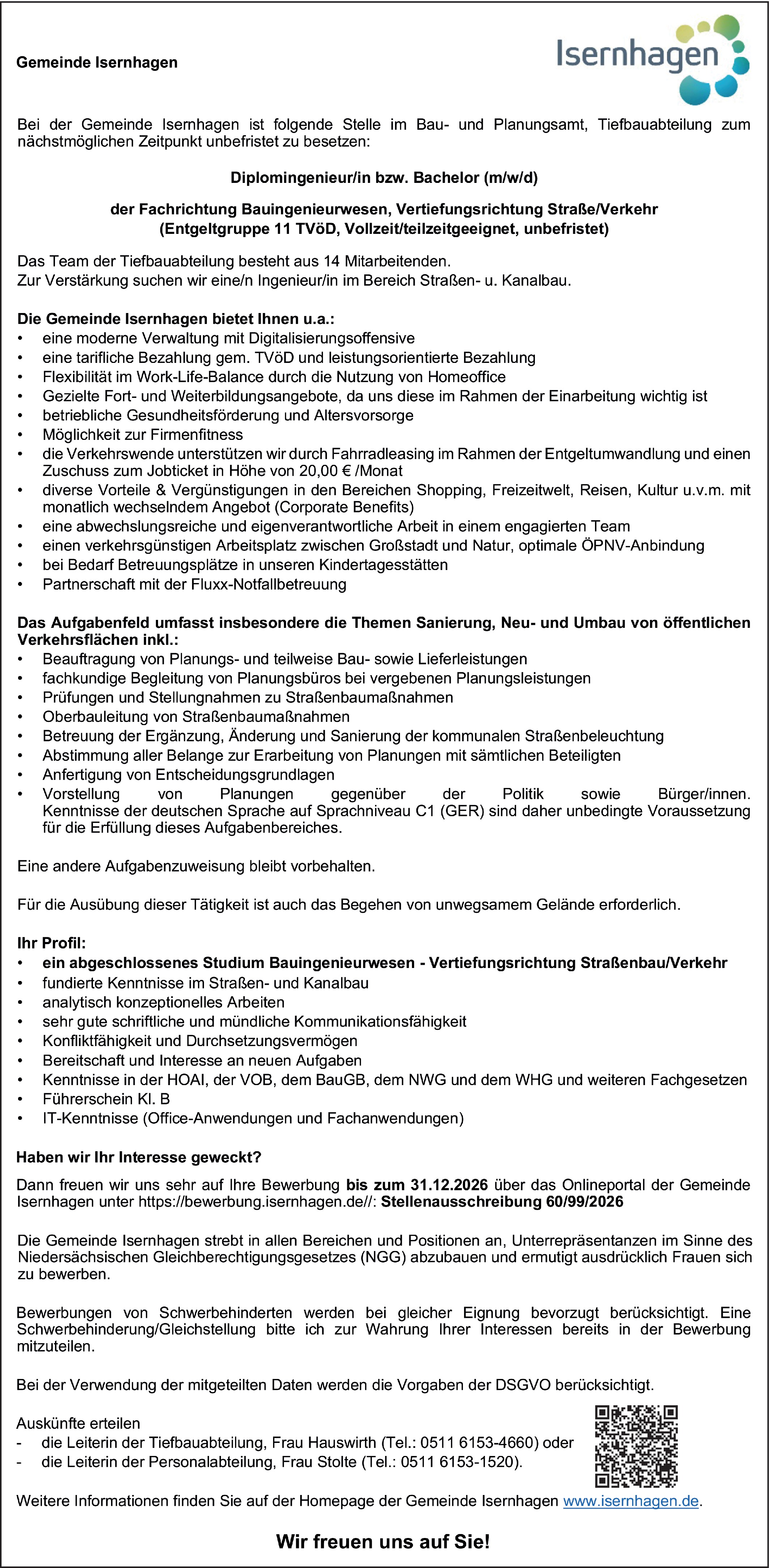 Ingenieur Straßenbau/Verkehr (m/w/d)