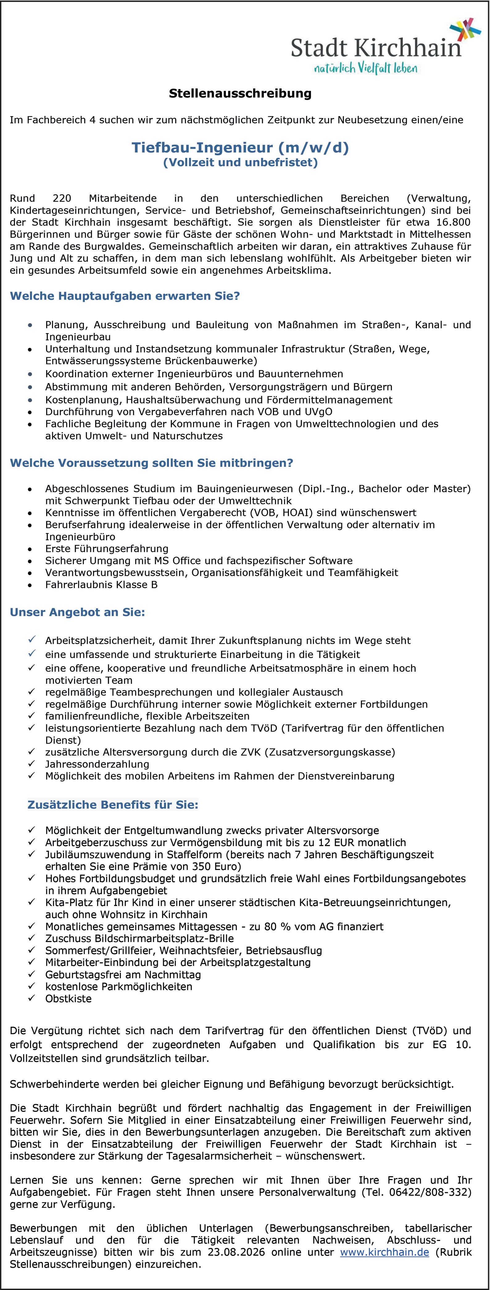 Tiefbauingenieur / Bauingenieur Tiefbau - Umwelttechnik (m/w/d)