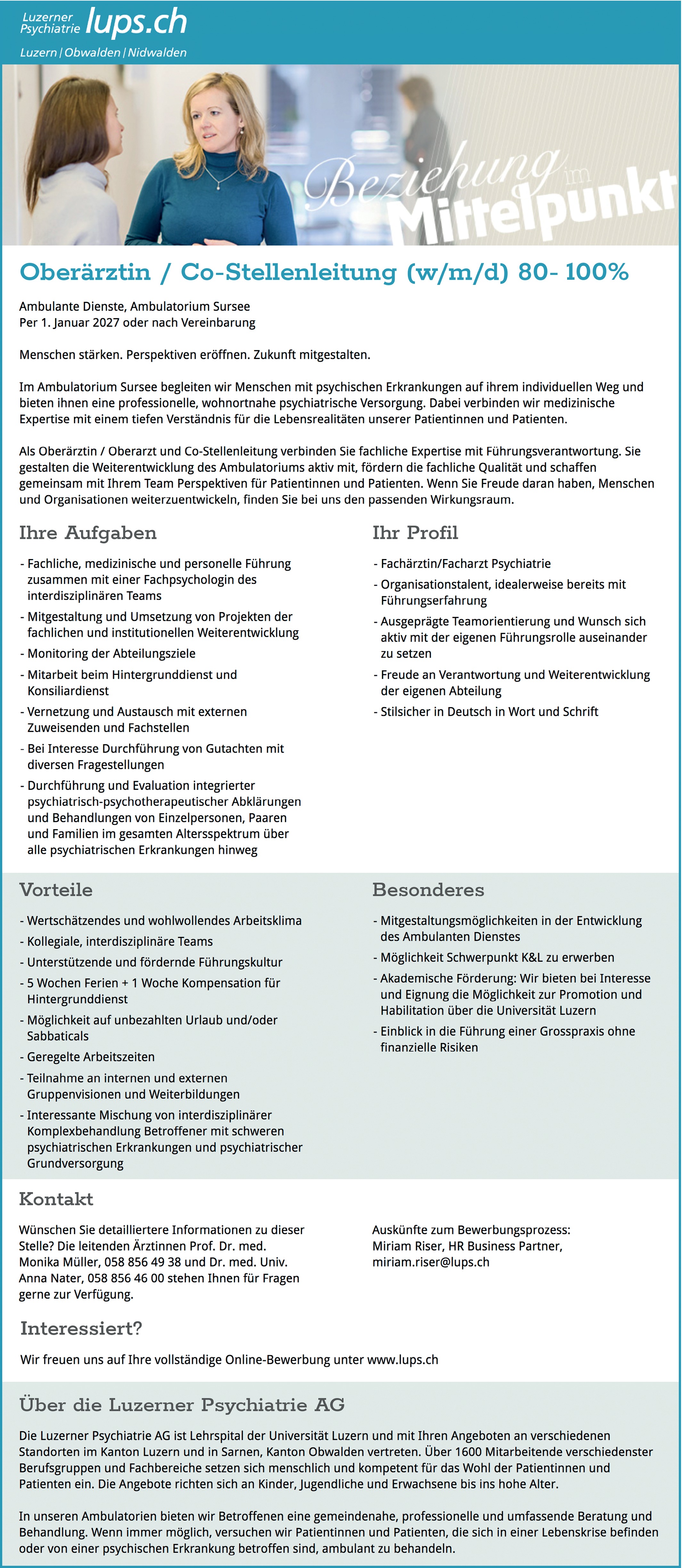 Oberärztin / Co-Stellenleitung w/m/d