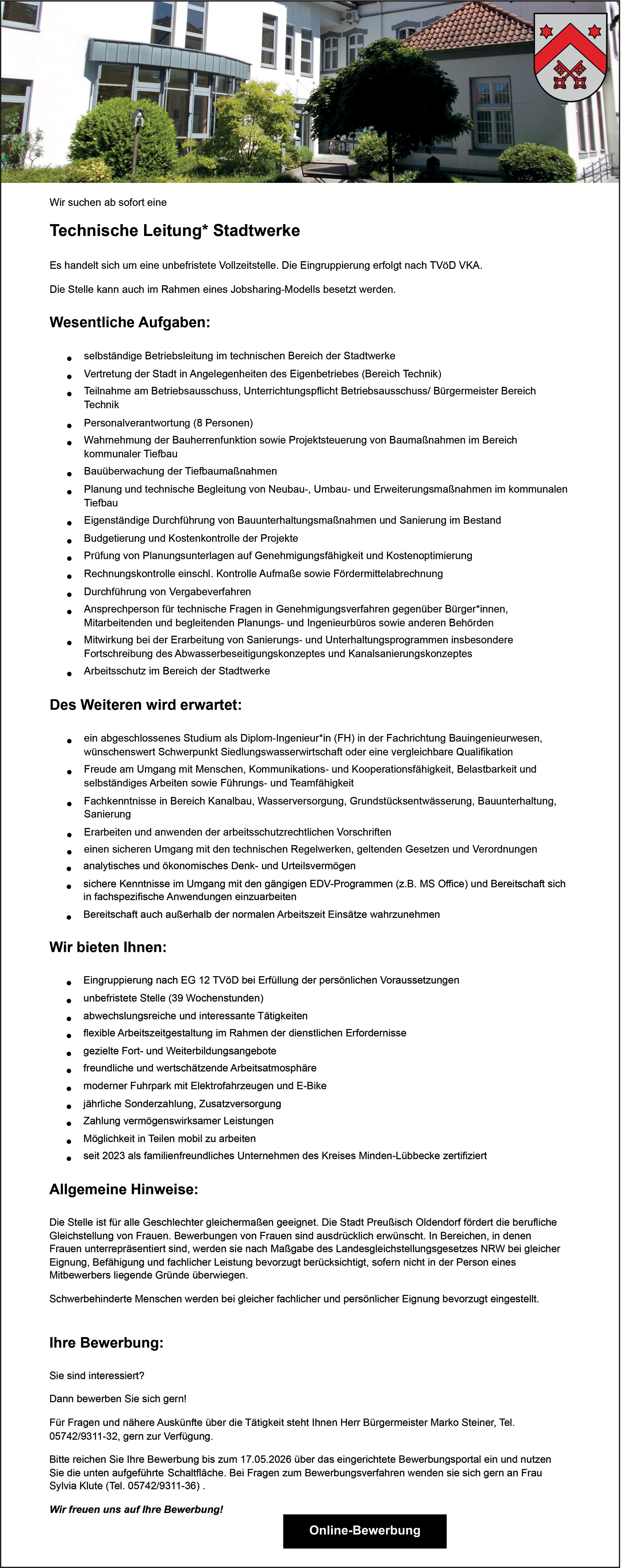 Technische Leitung m/w/d Stadtwerke