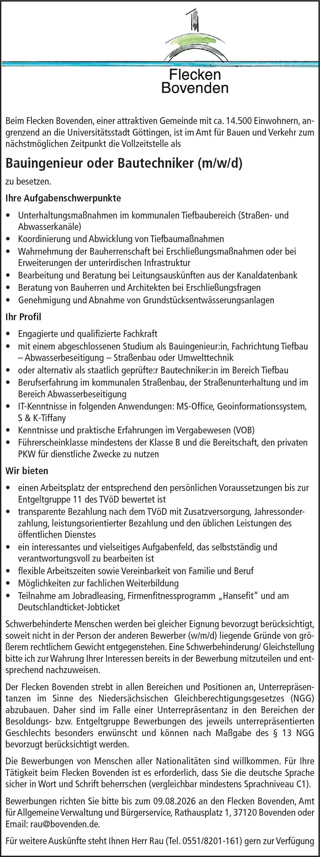 Bauingenieur oder Bautechniker (m/w/d)