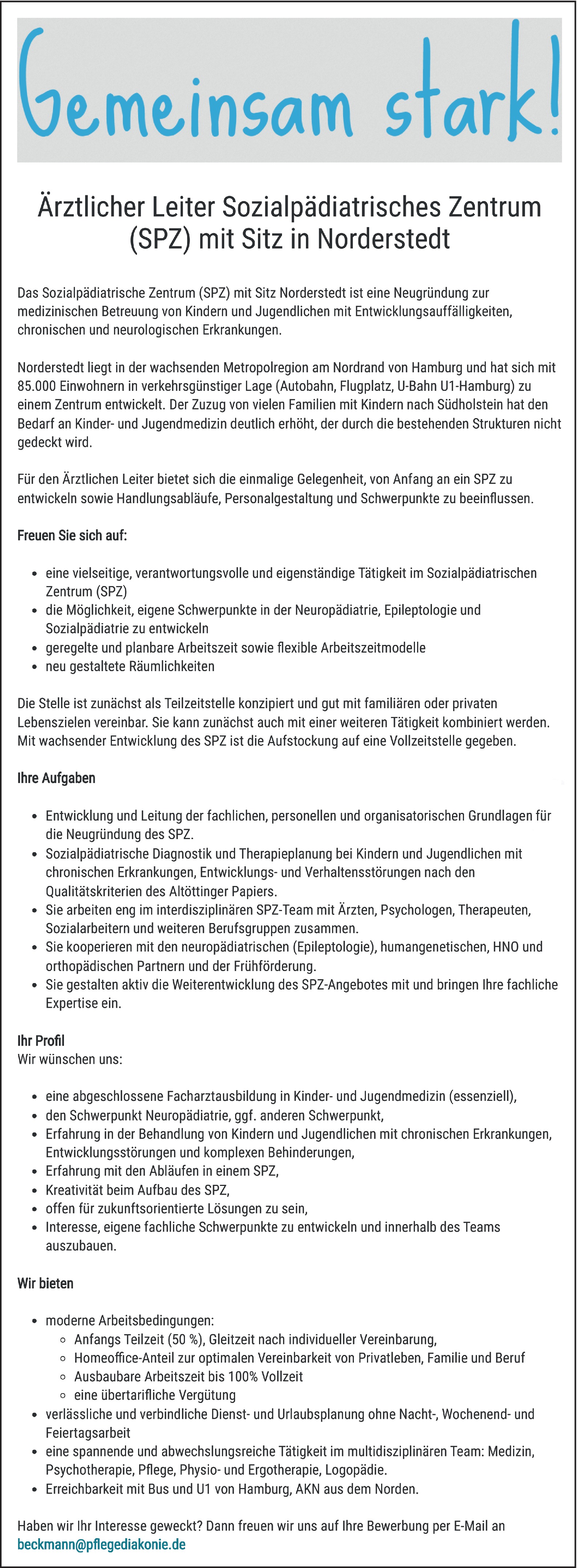 Ärztlicher Leiter m/w/d Sozialpädiatrisches Zentrum