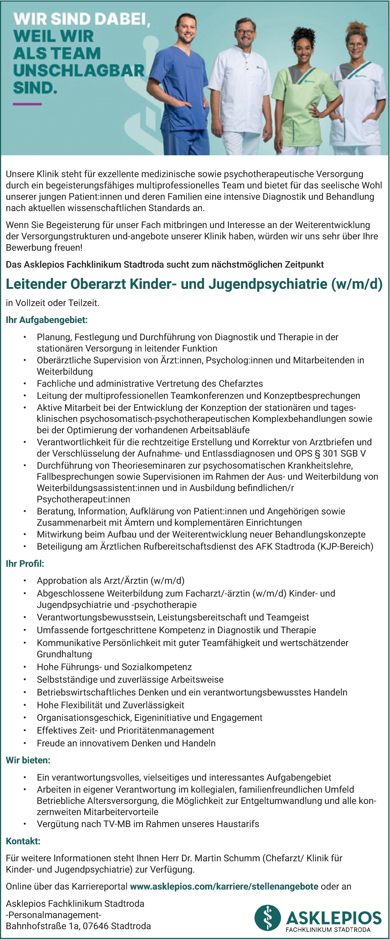 Leitender Oberarzt Kinder- und Jugendpsychiatrie m/w/d